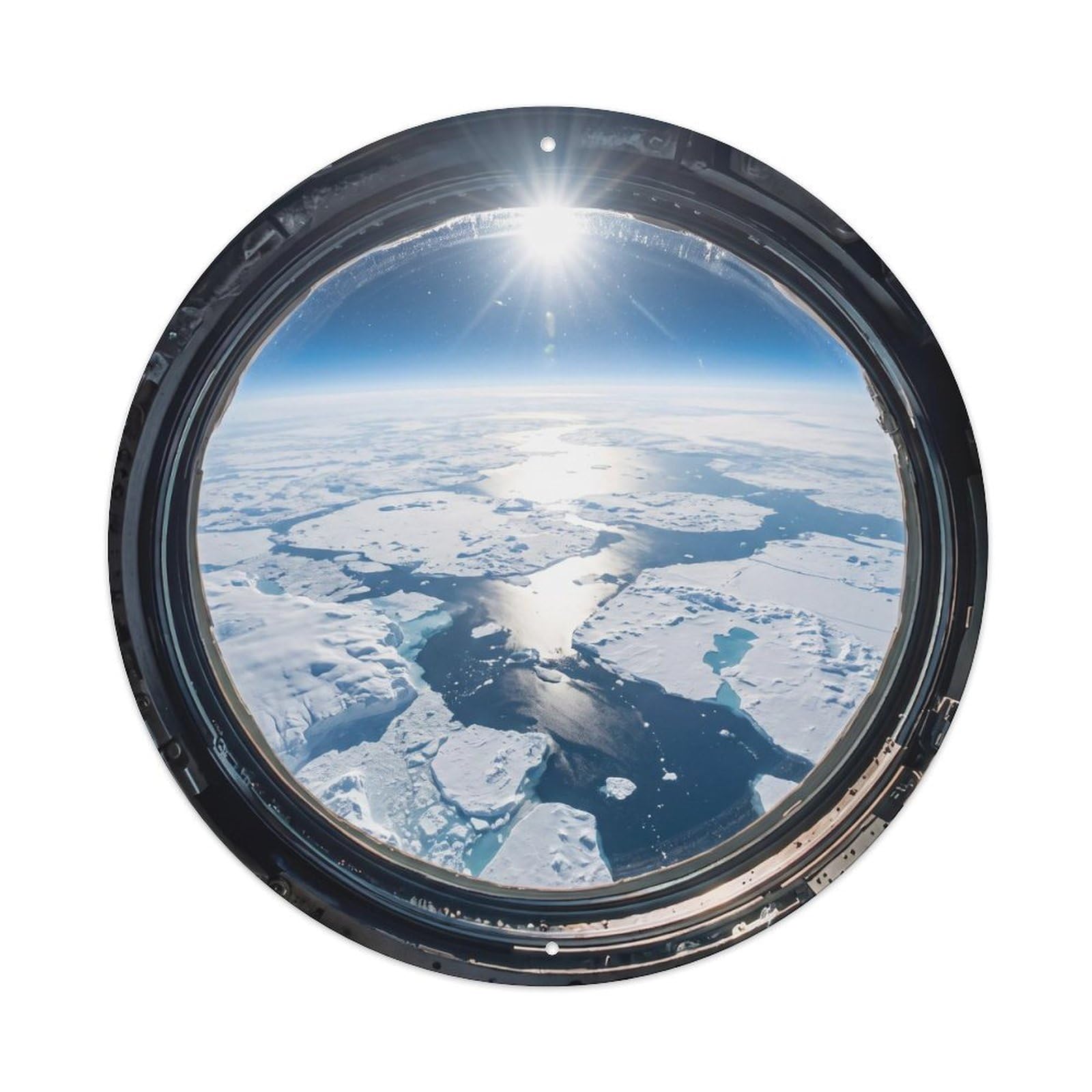 Earth North Pole Ice from Space Station Porthole Metal Tin Sign