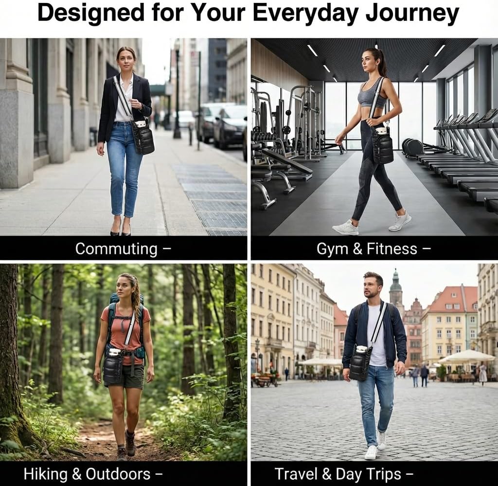 Waterproof Water Bottle Bag for 40 oz Tumbler with 2 Straps and Phone Wallet Pocket Easy to Clean Crossbody Carrier for Walking Hiking