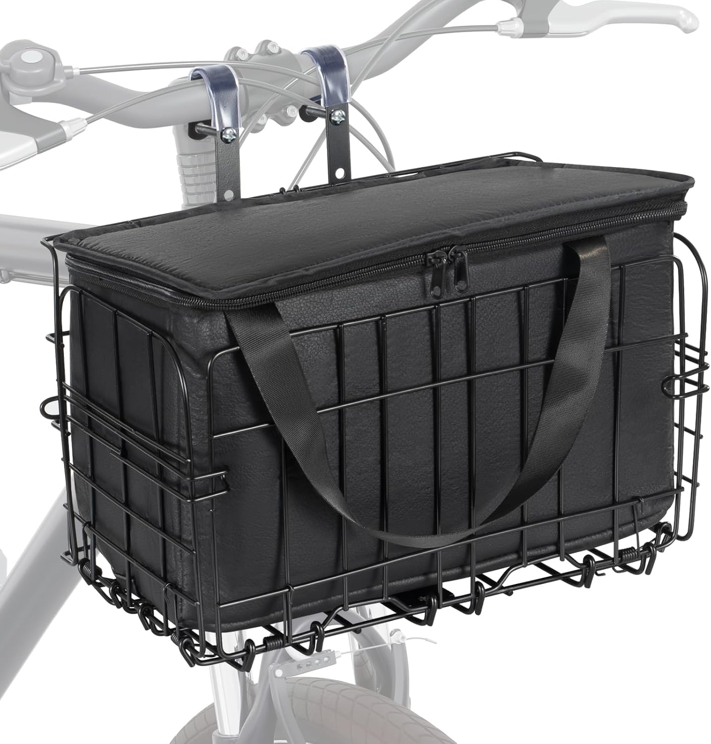 Panier de vélo pliable avec poche intérieure noire, panier de vélo imperméable pour l'avant et l'arrière, sacoche de vélo pour accessoires de VTT, pour animaux de compagnie, courses, navette