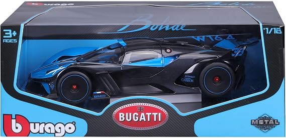 Bburago - Bugatti Bolide Blue, 1:18 Scale Diecast Car, Detailed Replica with Opening Doors, Officially Licensed by Bugatti, Not Suitable for Children Under 36 Months