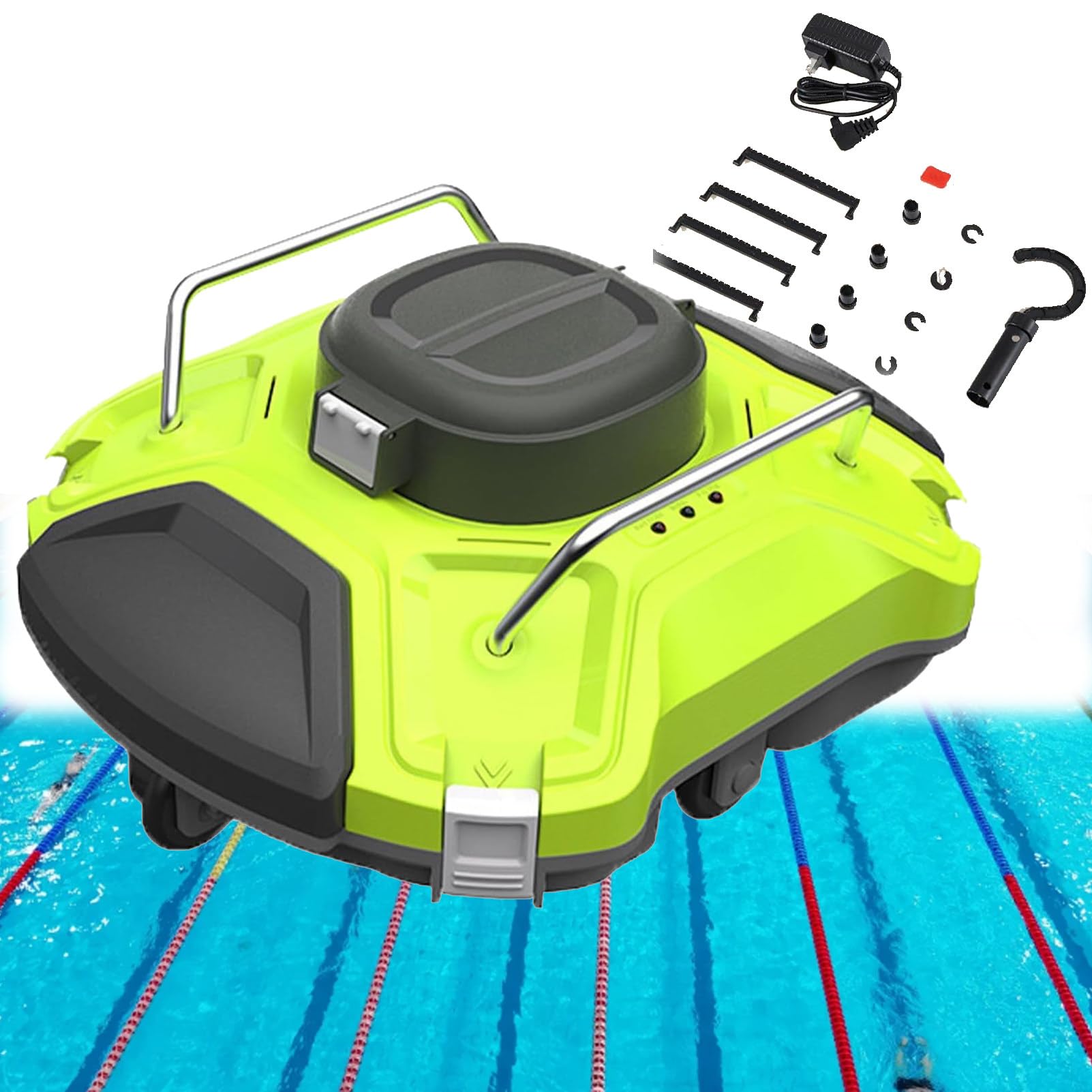 Battery Robotic Pool Cleaner Automatyczny robot czyszczący do basenów, czas pracy 210 minut, mocne ssanie 5070 gph, czyszczenie ścian i linii wodnej, do basenów naziemnych