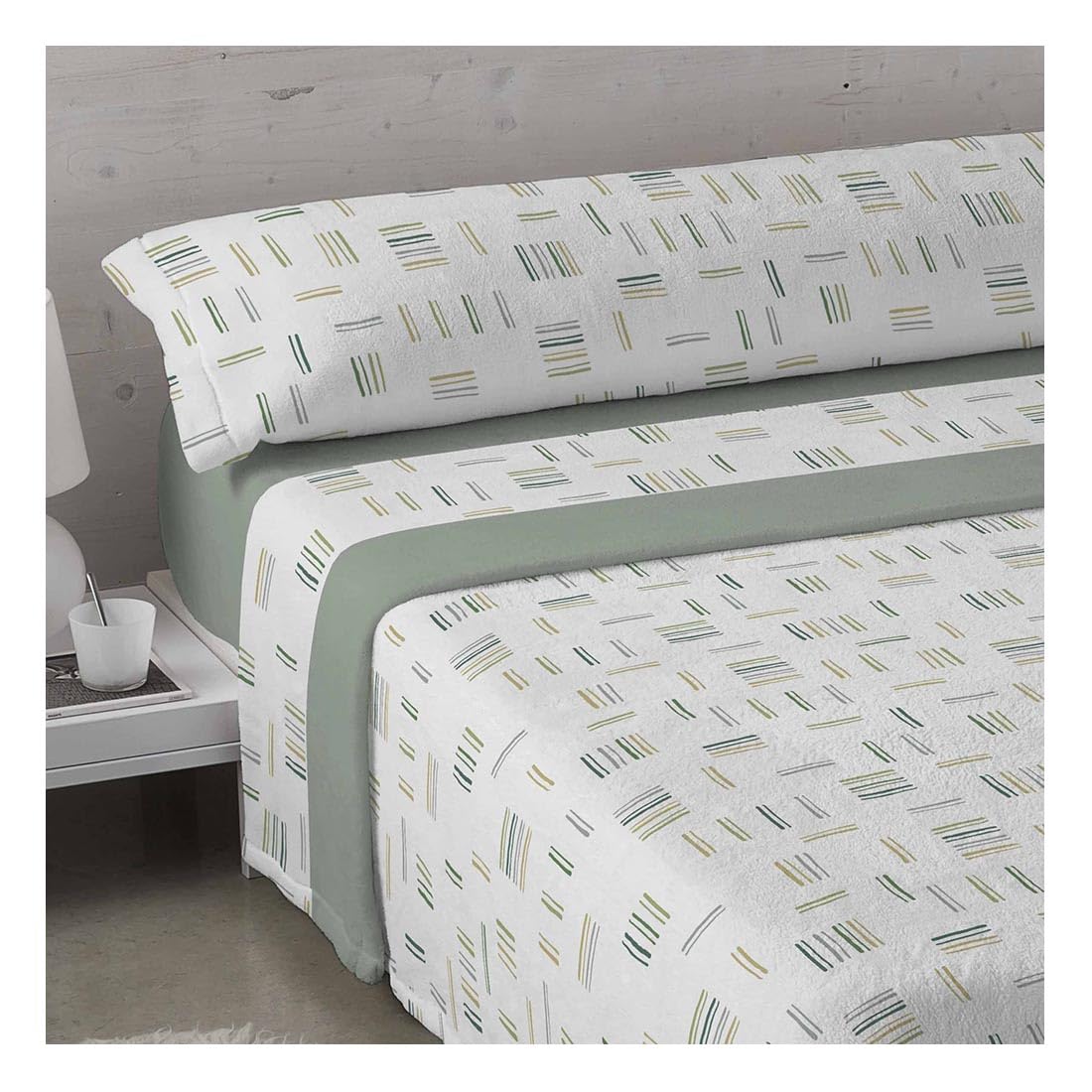 Acomoda Textil – Juego de Sábanas Coralina. Juego de Sábanas 3 Piezas de Invierno. Ropa de Cama Ajustable, Suave y Cálida Fácil Mantenimiento. (Cali Verde, 150 cm)