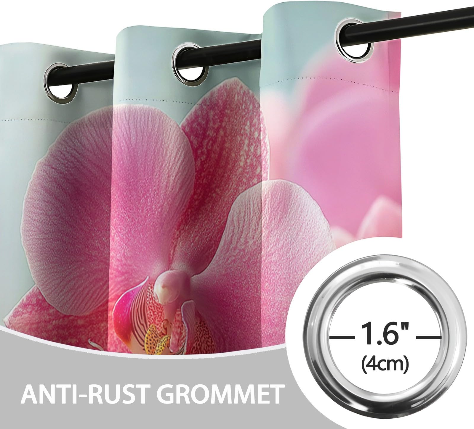Zasłony zaciemniające z roślinnymi kwiatami do sypialni, fotografia roślinna, orchidea, zasłony z przelotkami, izolacja termiczna, zasłony do salonu, dekoracje okienne, dekoracja pokoju, 233 x 183 cm