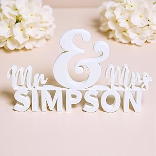 Personalized Mr & Mrs Signs Wedding Decor | Custom Bride Groom Namesigns with Elegant Script Font | Table Top Centerpiece, Photo Booth Prop, Home Wall Art Gift