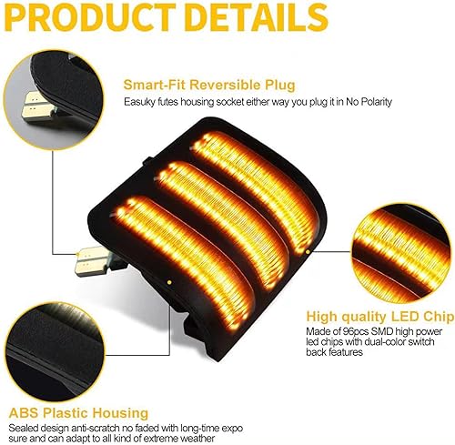 Miniatura 4 de Jinfili Switchback - Lámpara LED ámbar de señal de giro para espejo lateral, color blanco, compatible con Ford F250, F350, F450, F550, Super Duty