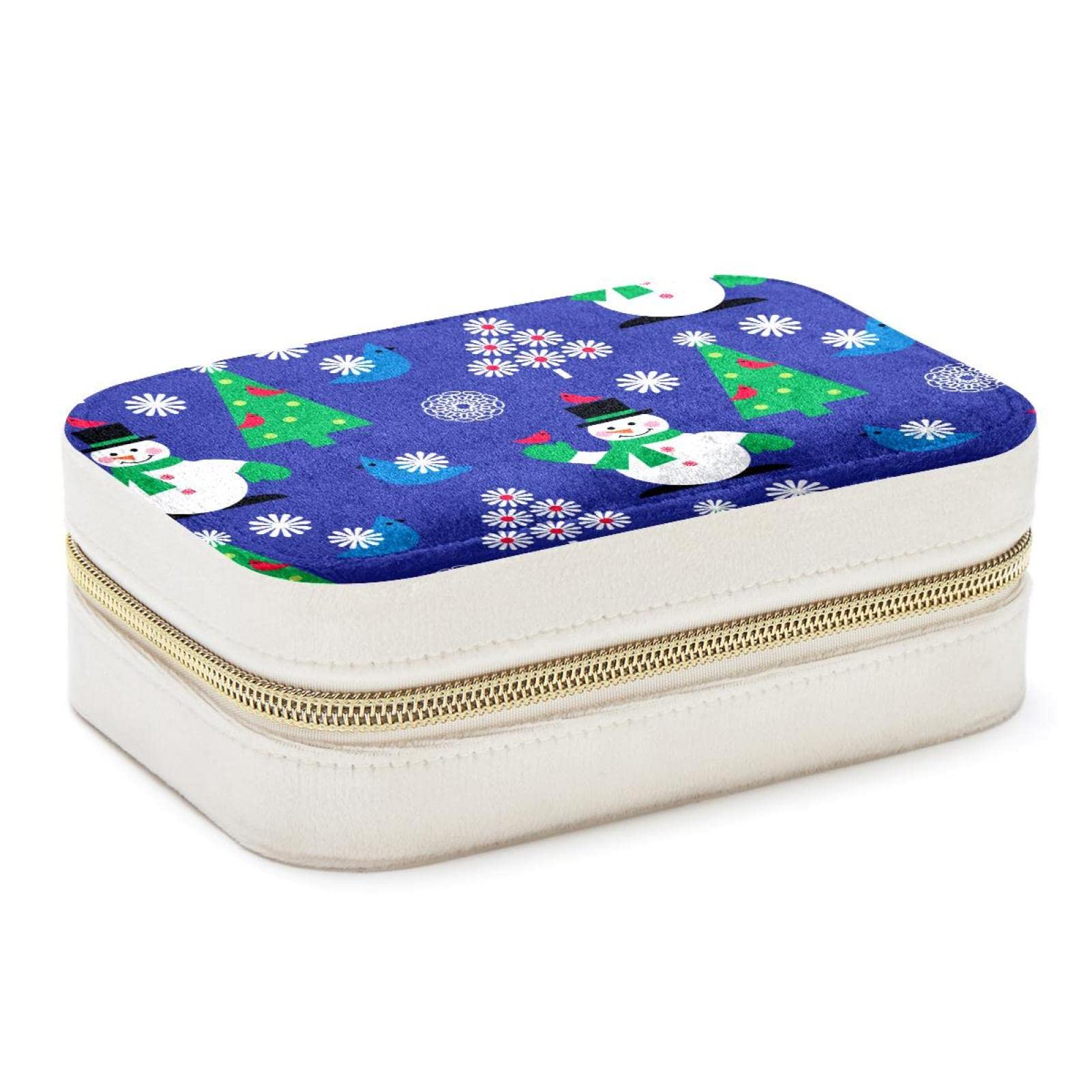 Boîte à bijoux de voyage bleue, coffret de rangement compact pour week-end et vacances