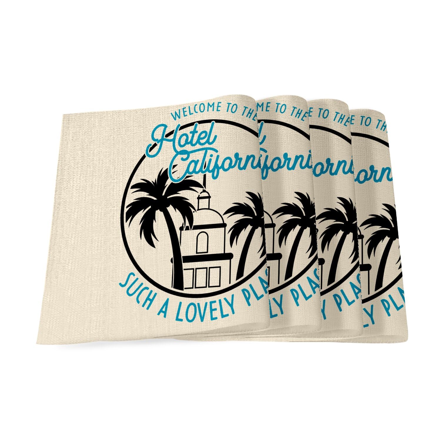 Sets de table en lin Hotel California (lot de 4) grand format 40x28,5 cm pour repas