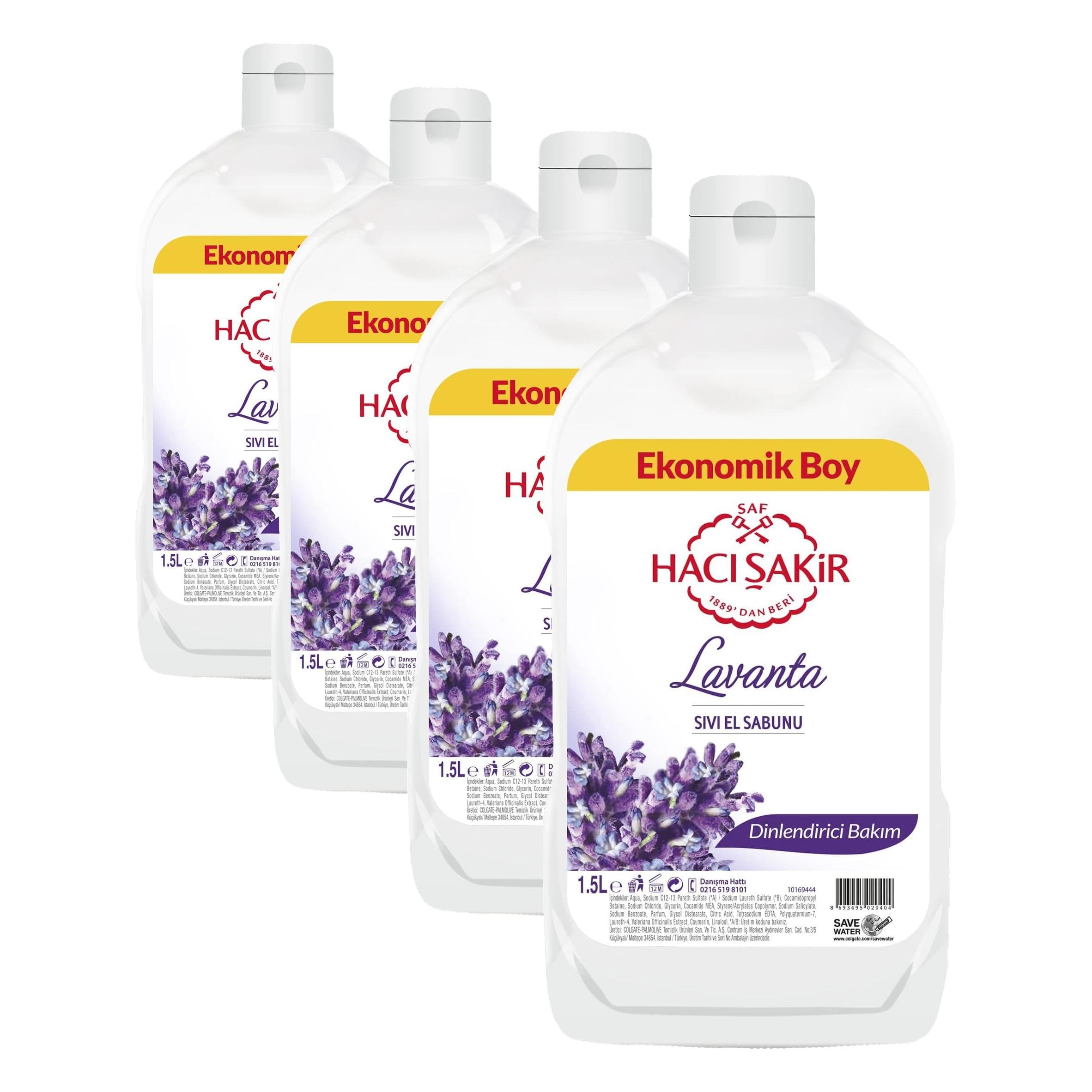 Hacı Şakir Sıvı Sabun, Lavanta,1500 ml (4 paketi)