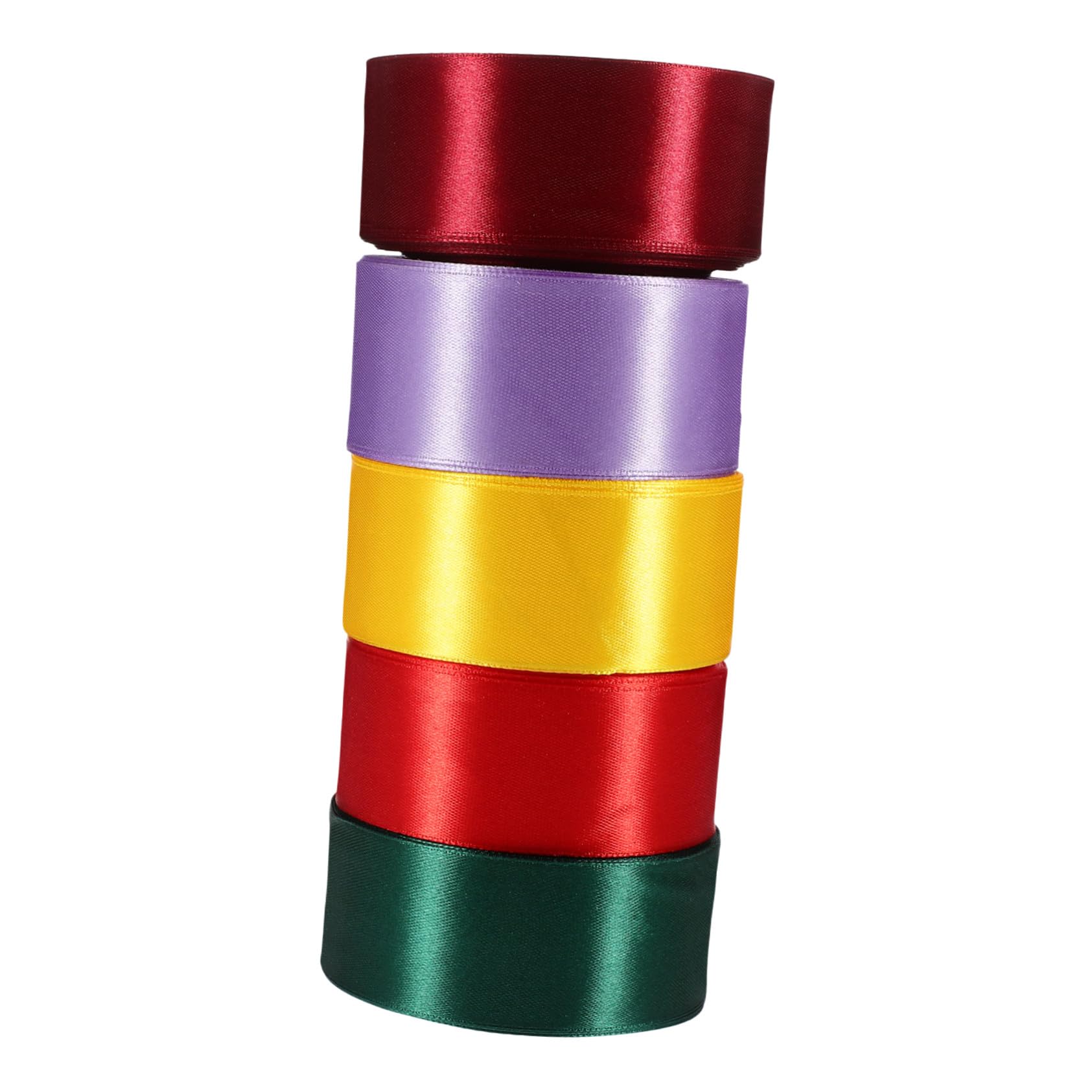 Rubans de satin multicolores Jojofuny en polyester pour emballage cadeau et mariage (5 rouleaux)