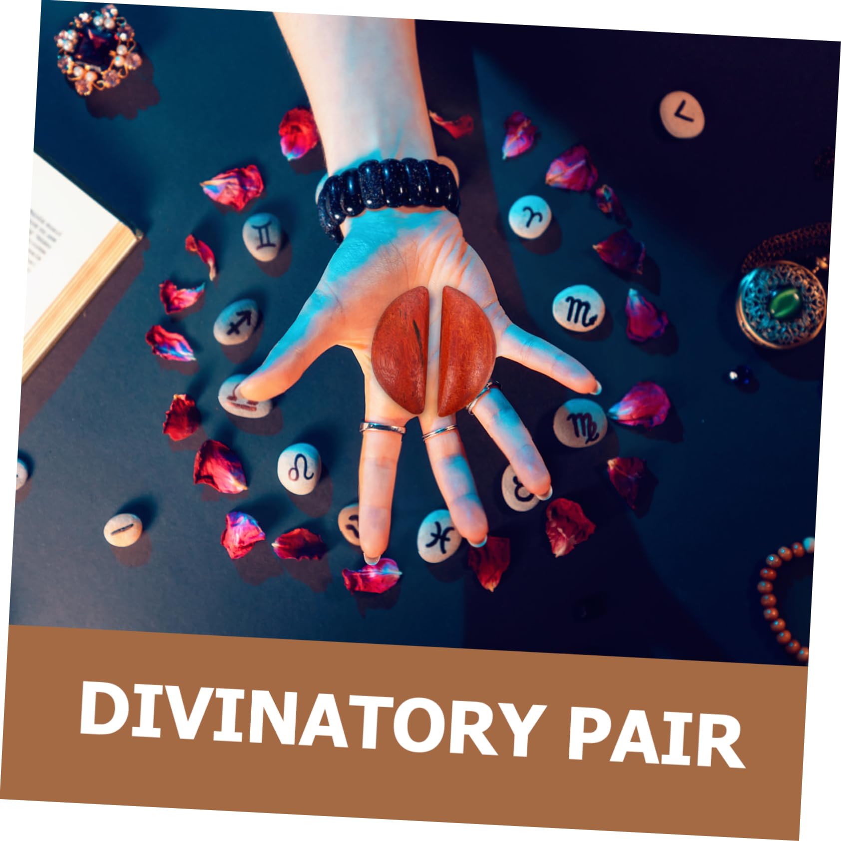 BRIGHTFUFU 2pcs Wood Buddhist Divination Tools Elegant Taoist Cups for Worship Spiritual Home Decor