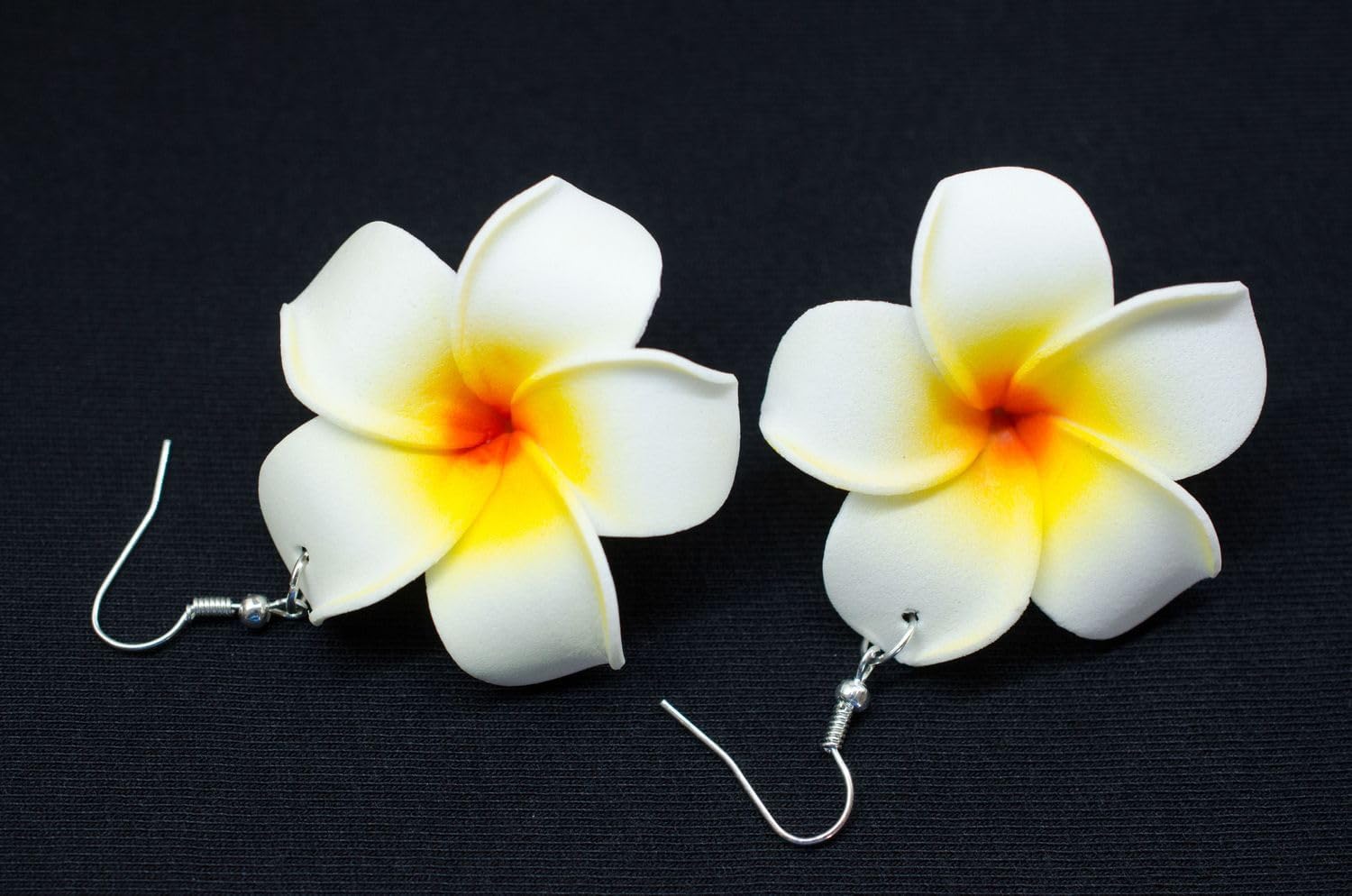 Frangipani Earrings Miniblings Flower Flowers Blossom Lily 50Mm Hawai Plumeria
