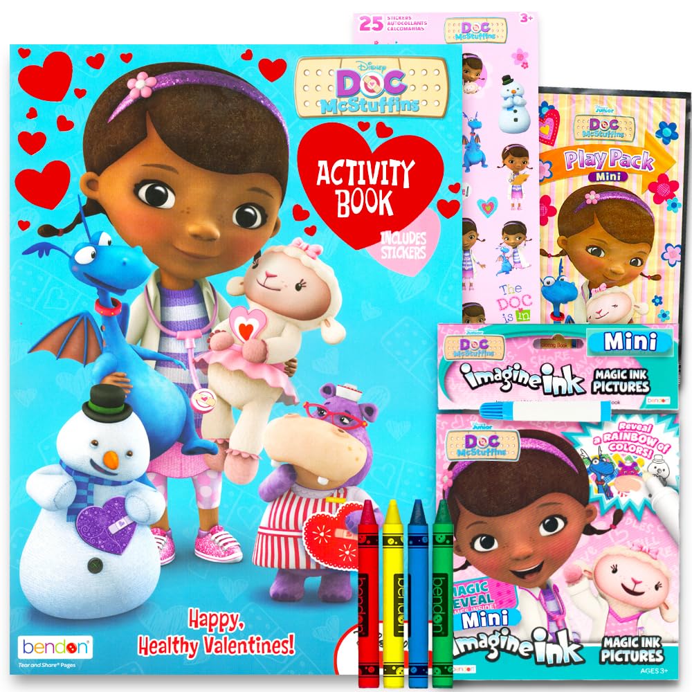 Disney Junior Doc McStuffins Coloring Book Super Set - Bundle with 3 Books with Stickers and Crayons (Doc McStuffins Party Supplies)