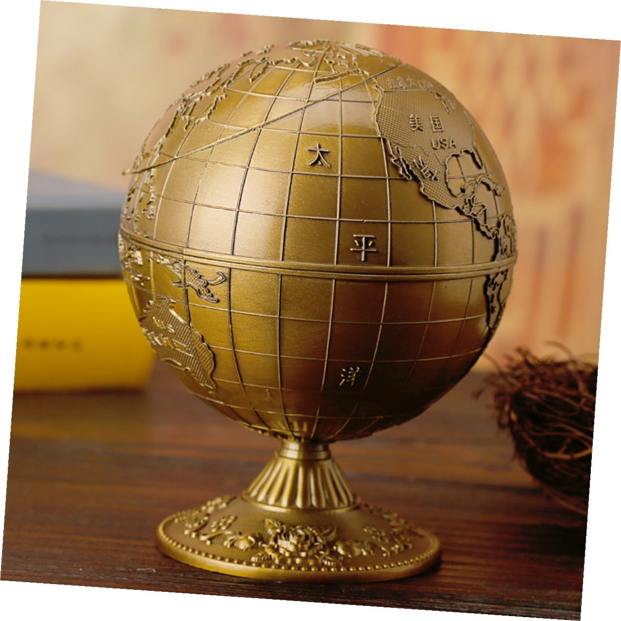 Zerodeko Retro Zinc Alloy Toothpick Holder Dispenser Sphere Shape with Lid 360° Rotating Toothpick Box for Home Kitchen Dining Table