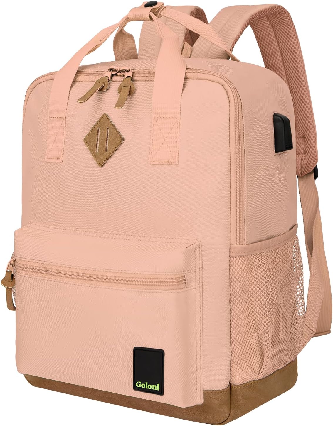 Goloni Classic Backpack with USB Charging Port,Water Resistant Travel Backpack for Men & Women,Laptop Backpack Flight Carry On