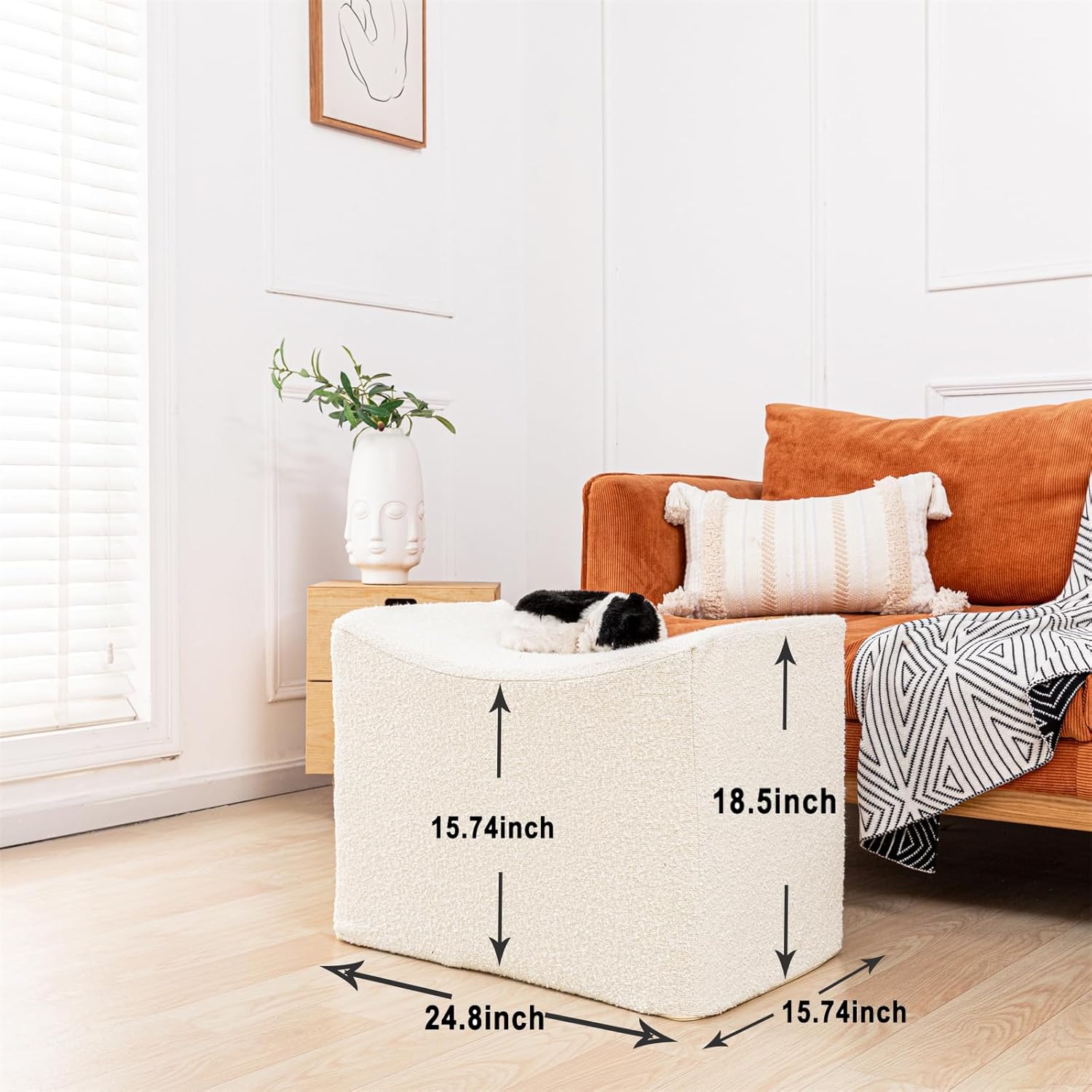 Large Footstool Ottoman Multi-Functional Modern Foot Stool 24.8 L x15.75 W x 18.5 H Inches Sofa Ottoman Extra Seating for Living Room Entryway Hallways and Bedrooms