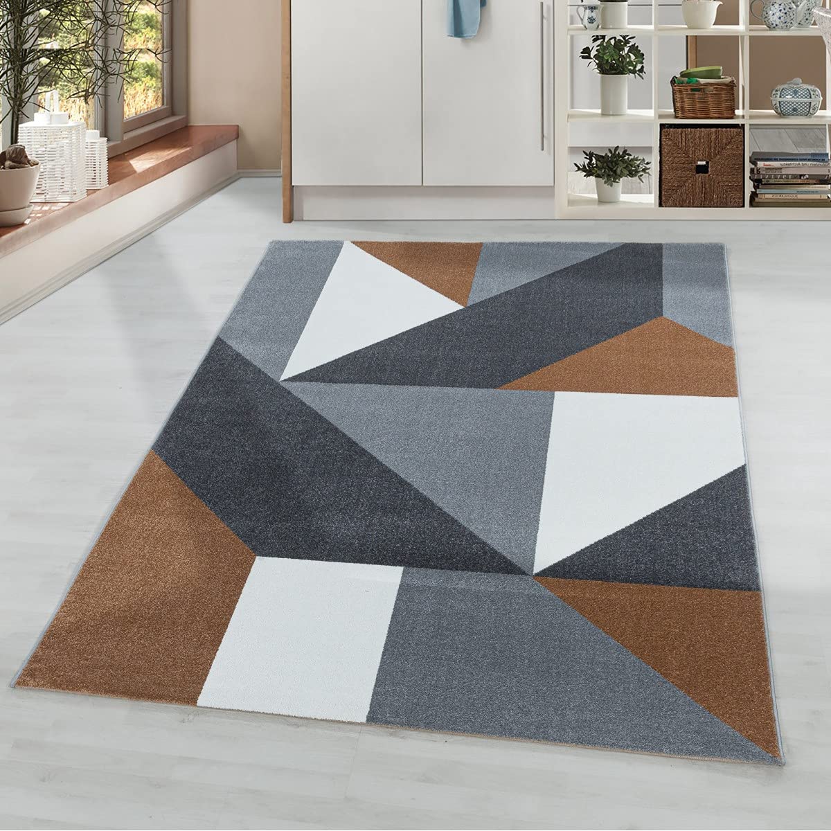 Tapis géométrique moderne Terra 80x250 cm pour couloir froid et sombre
