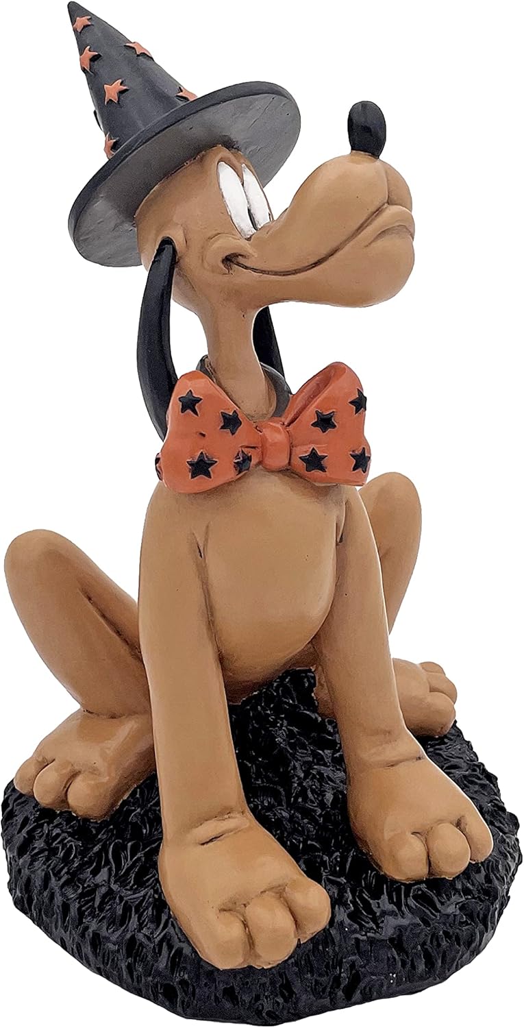 Disney Pluto Witch Hat Halloween Outdoor Garden Statue, 8 inches Tall, Officially Licensed Disney Product