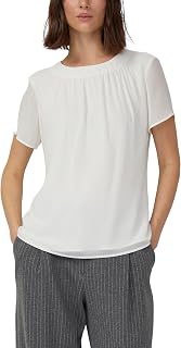 s.Oliver Damen Bluse – Regular Fit, Chiffon, Rundhalsausschnitt