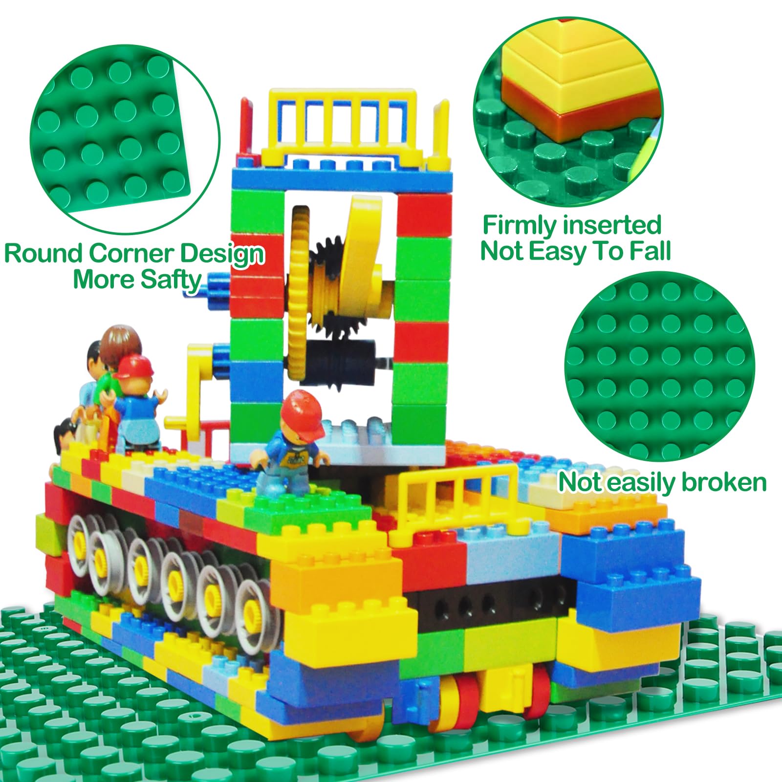DUPLO-kompatible Grundplatte – 25,4 X 25,4 Cm, 4 Stück In Grün, Grau, Blau