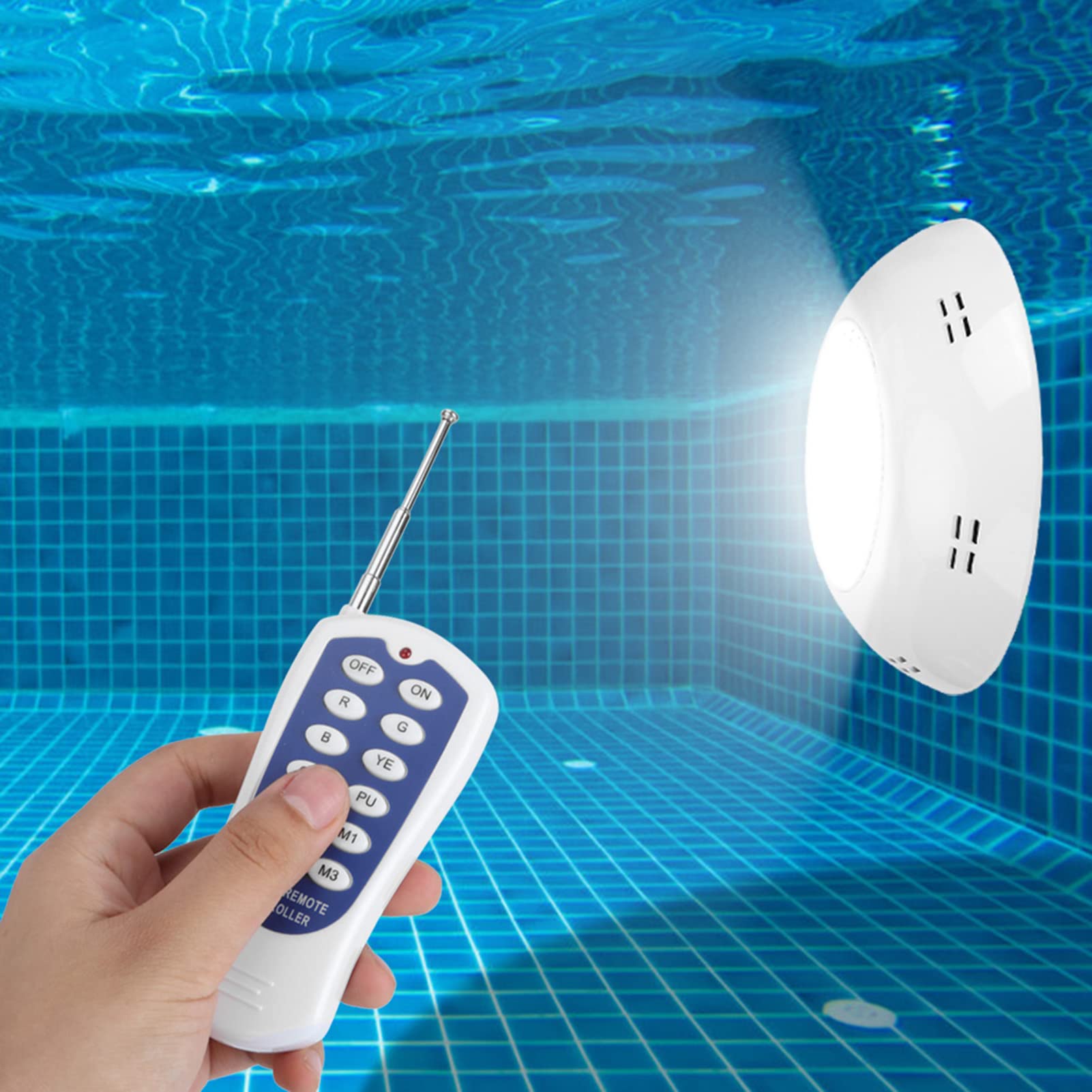 Ausla 360LED Schwimmbad-Wandleuchte, PC ABS RGB Unterwasser-Poolleuchte 35W 3000lm mit Fernbedienung, IP68 Pool-Wandleuchte für Eingelassene Pools, Brunnen, Teiche, Gärten