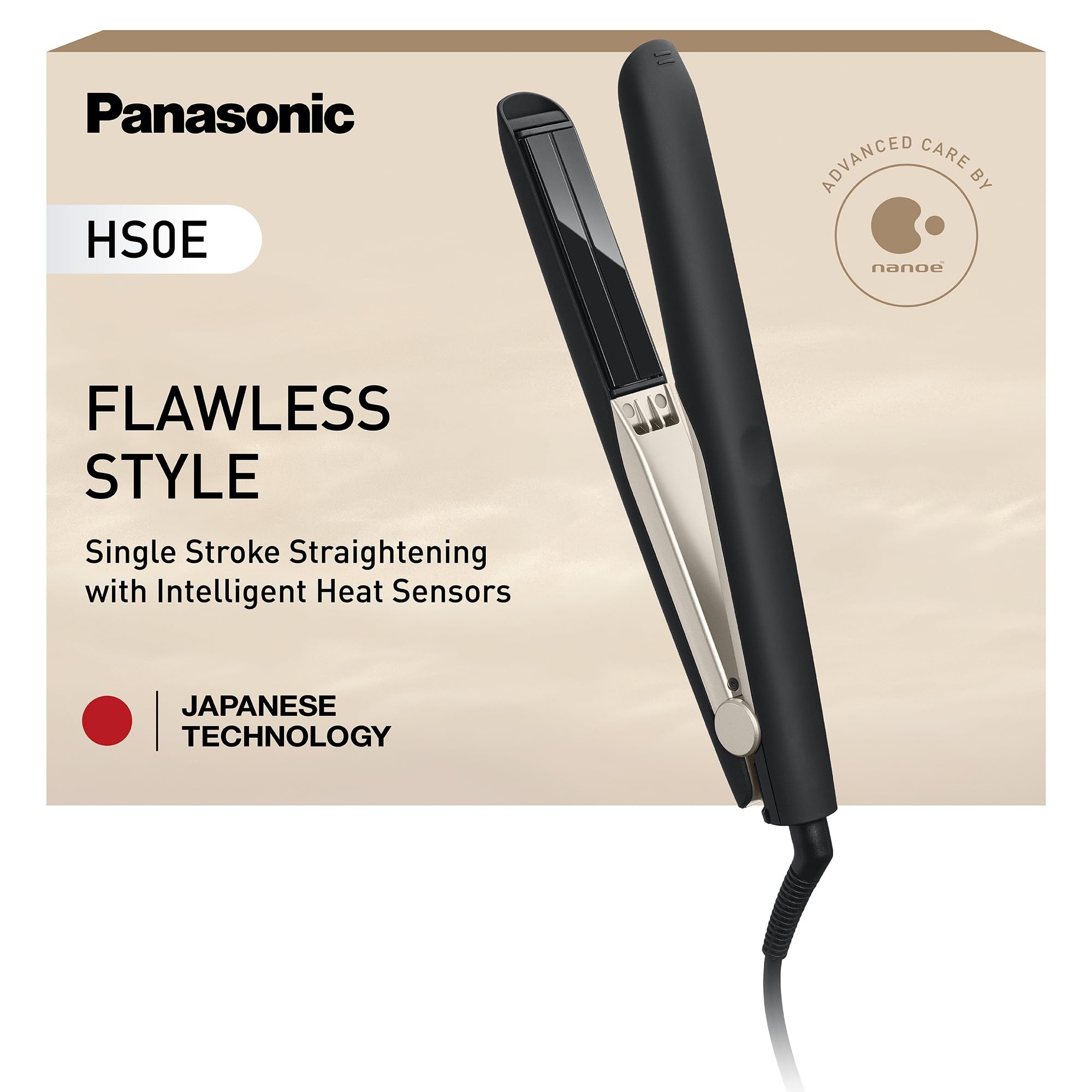 Panasonic Nanoe Eh-Hs0e Hair Straightener - Black & Champagne Gold, Gold,Black