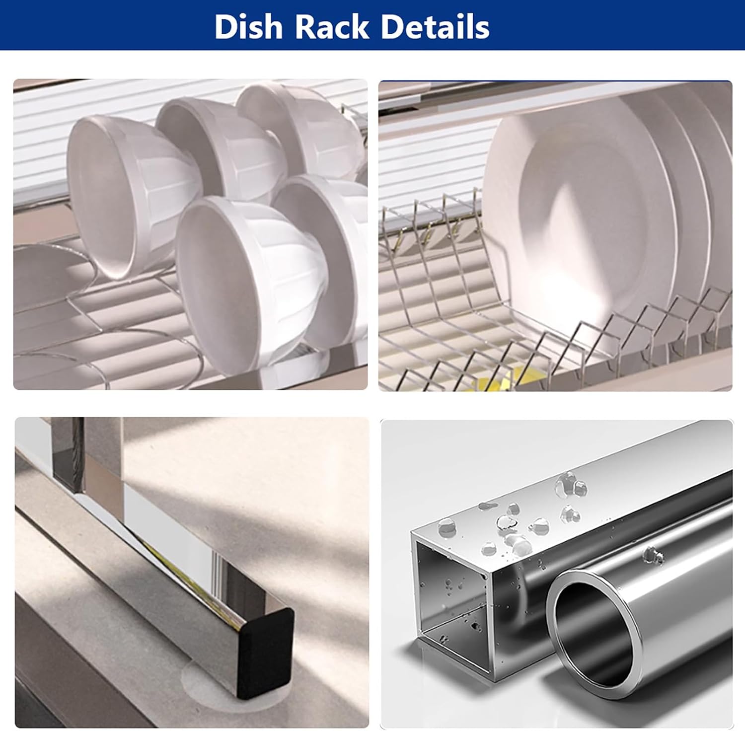 Large Stainless Steel Kitchen Sink Organizer With Cover,over The Sink Dish Drainer Drying Rack With Door,kitchen Countertop Storage Rack For Bowls,dishes,seasonings(95cm/37.4inch, Stainless steel)