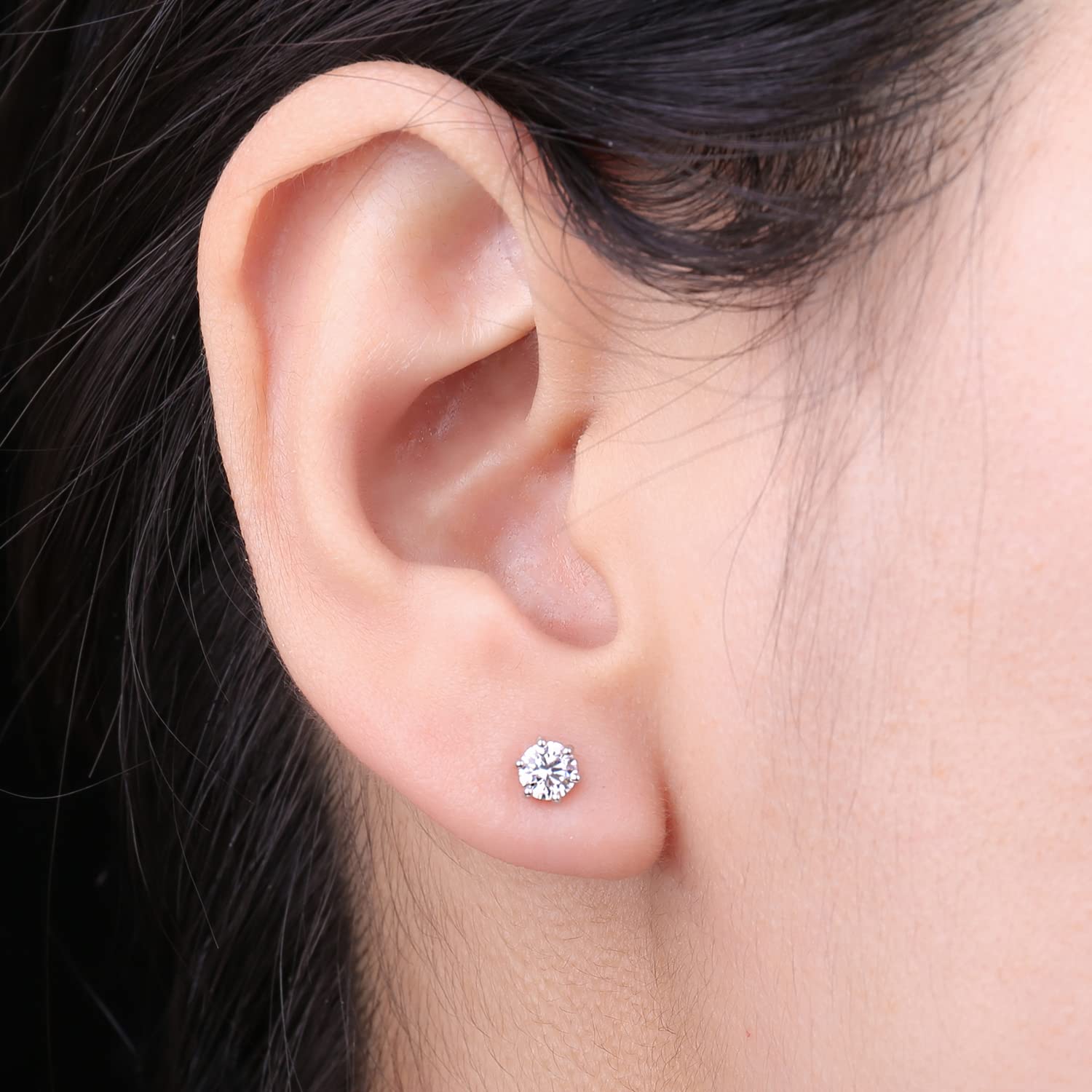 JewelryPalace Okrągłe kolczyki sztyfty Moissanite Srebro 925 Kolczyki damskie Srebrne dziewczęce kamienie szlachetne Prezent