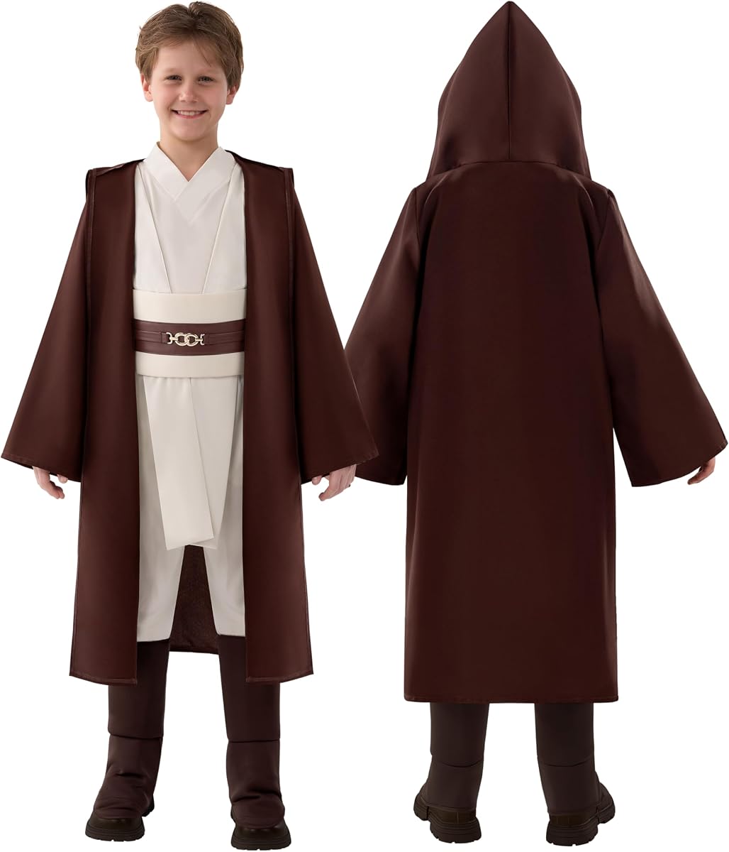 Spooktacular Creations Kids Knight Costume, Boys Tunic Hooded Cape, Cosplay Robe Uniform for Child Halloween Role Play Party