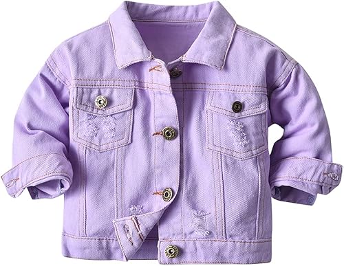 Chaqueta de mezclilla de manga larga con botones para niños y niñas, abrigo de vaquero, abrigo básico con capucha casual