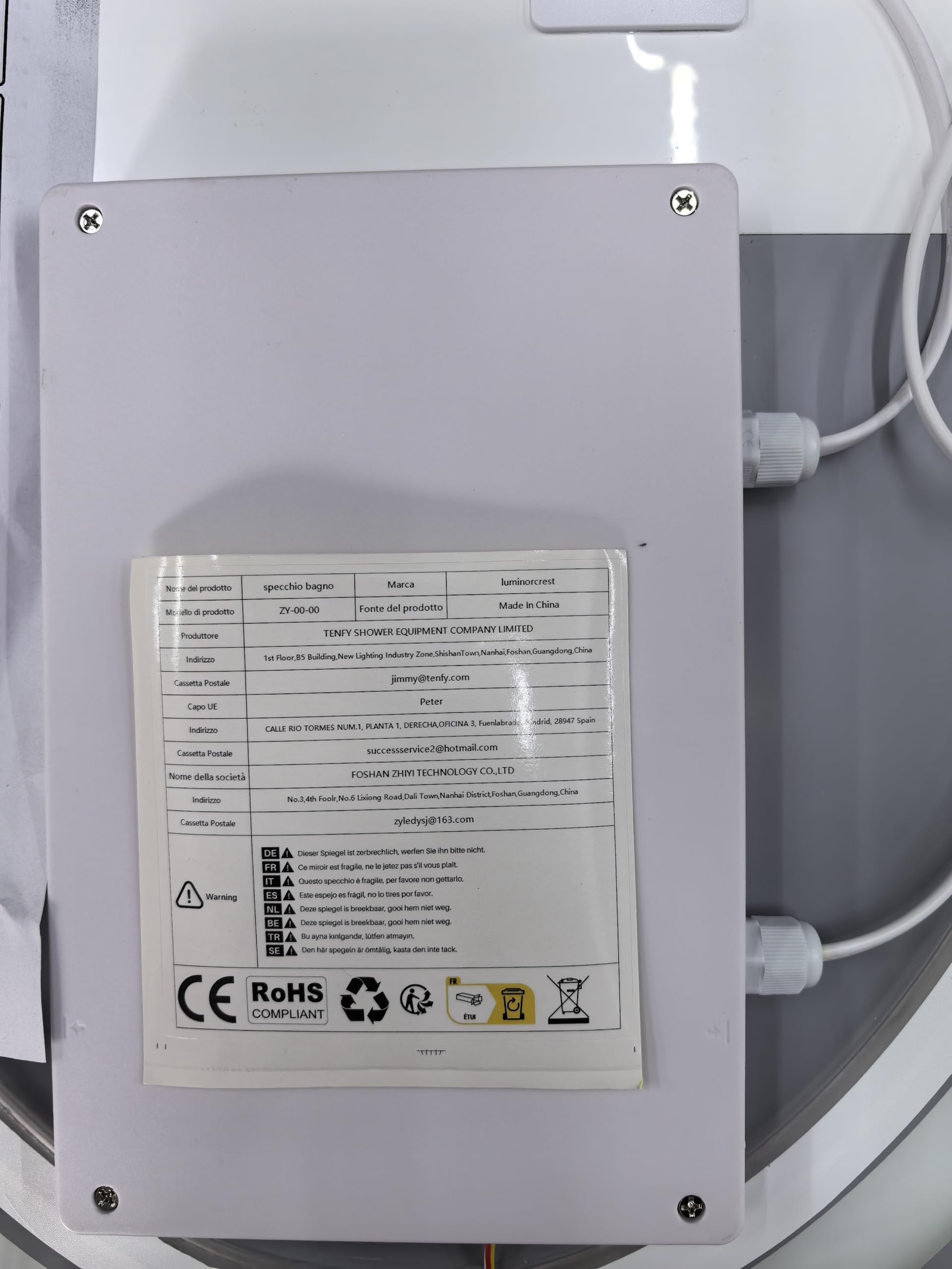 70x90 cm Ovaler LED-Badezimmerspiegel Beleuchtet Wandmontage