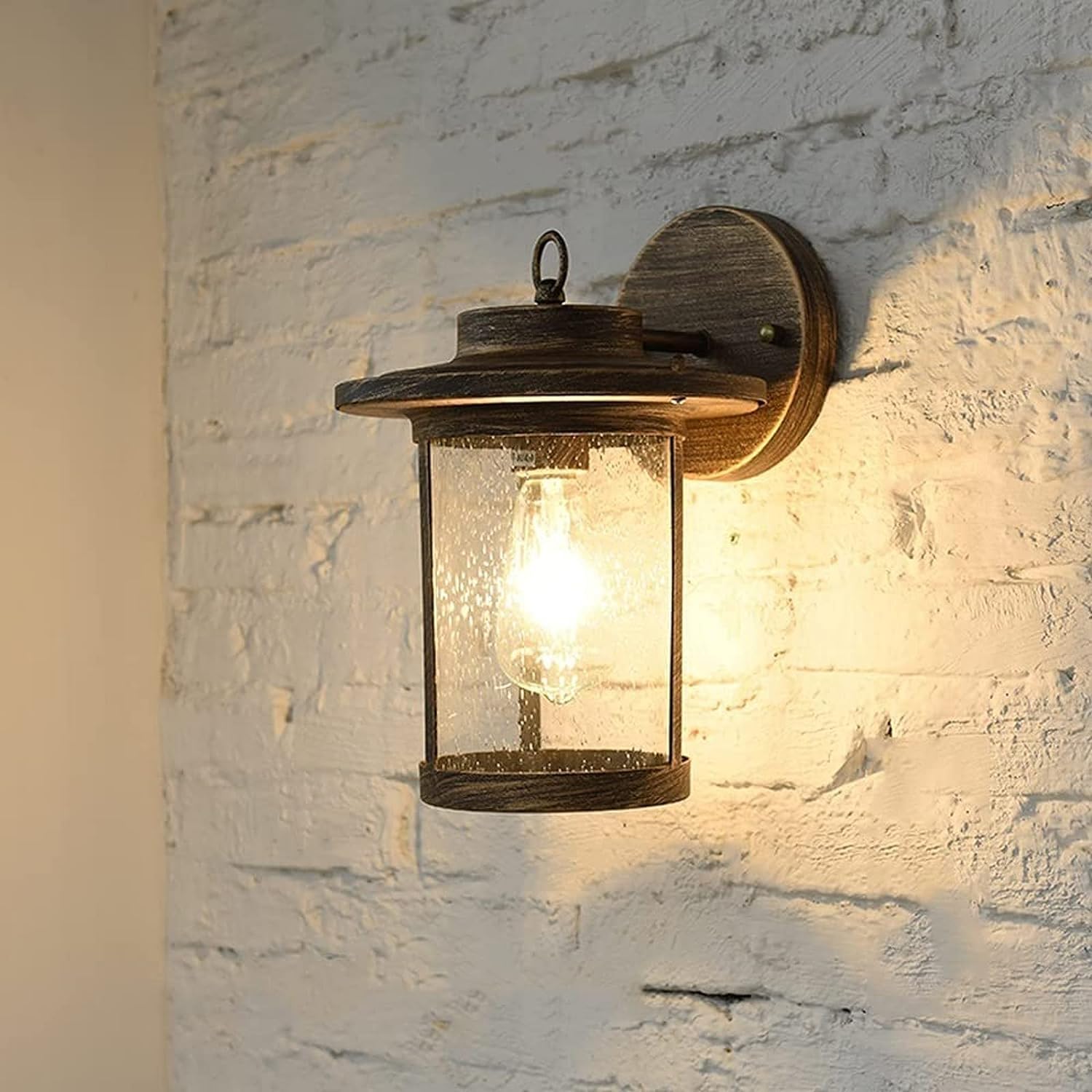 QUSYZD Lamp Post Lights Outdoor, Wall Light Outdoor Modern Minimalist Wall Light Ip54 Wall Lantern Seed Glass Fixture Indoor And Outdoor Lighting Sconce Landscape Lights,Chande,Oil Polished Bronze