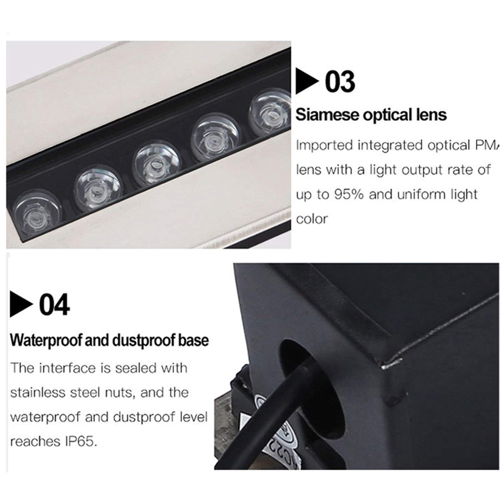 Luces led exterior suelo Rectángulo foco empotrable aire libre IP67 a prueba de agua focos led exterior empotrables suelo para terraza, jardín, pasillo de piscina(Azul,18W)