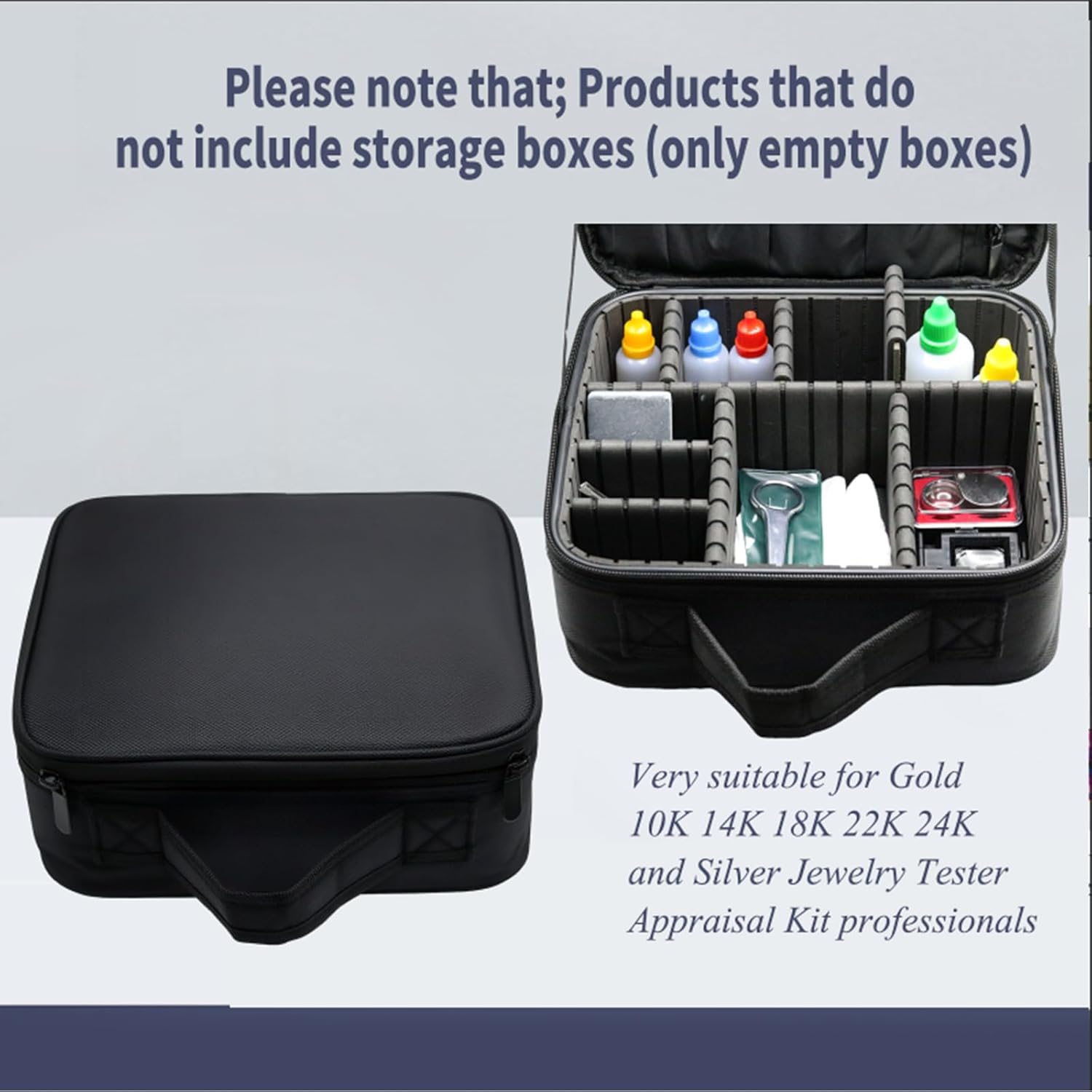 Gold and Silver Jewelry Coin Tester testing kit portable Storage Box (black)