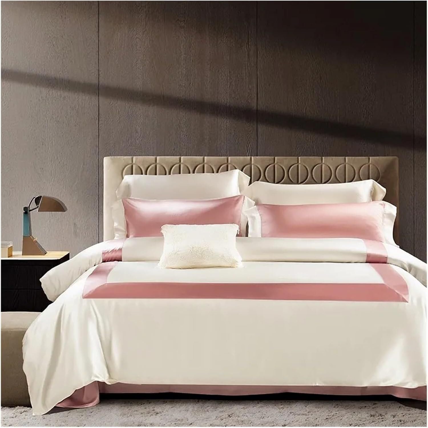 Bed Sheets Set 25 MM Mulberry Silk Bedding Set White Patchwork Chic Lace Mulberry Silk 1Duvet Cover 1Bed