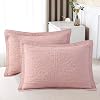 WINLIFE 100% Cotton Quilted Pillow Sham Floral Printed Pillow Cover Standard, Dusty Pink
