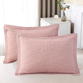 WINLIFE 100% Cotton Quilted Pillow Sham Floral Printed Pillow Cover (Sta...