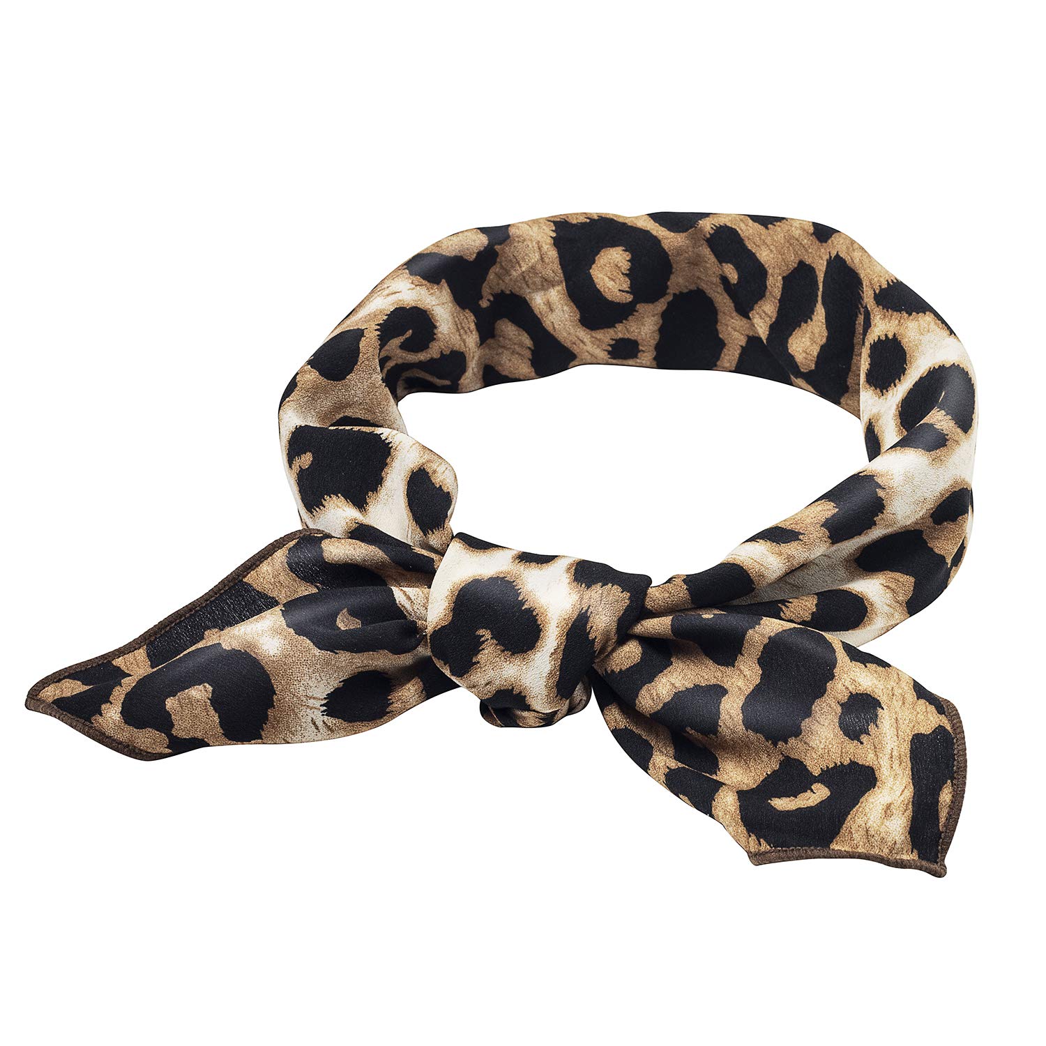 Pañuelo para el pelo con estampado de leopardo, pañuelo de guepardo, pañuelo de cuello de animal para mujer, 23.6 pulgadas, Oro, M