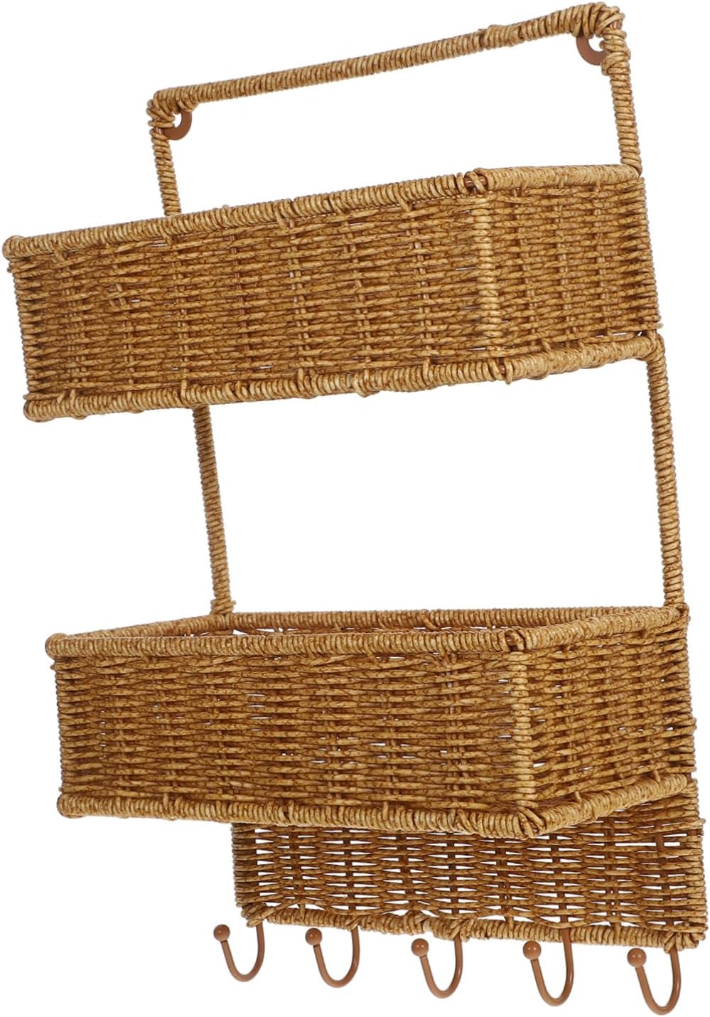 Cabilock Hanging Kitchen Storage Multi Wall Mounted Rattan Fruit Basket for Efficient Organization Vegetable for Kitchen and Bathroom Use