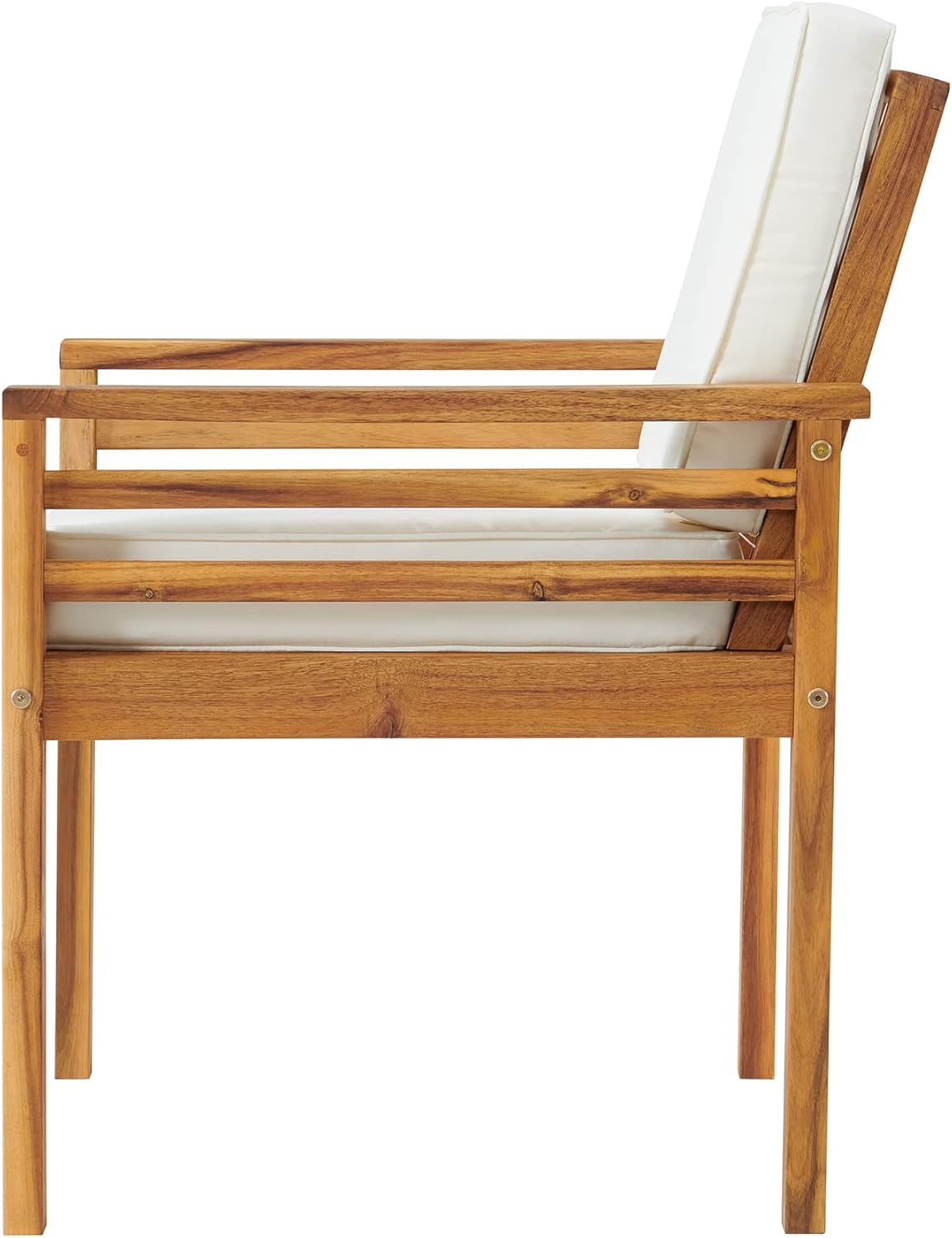 Natural Acacia Outdoor Dining Chair with Cream Cushions