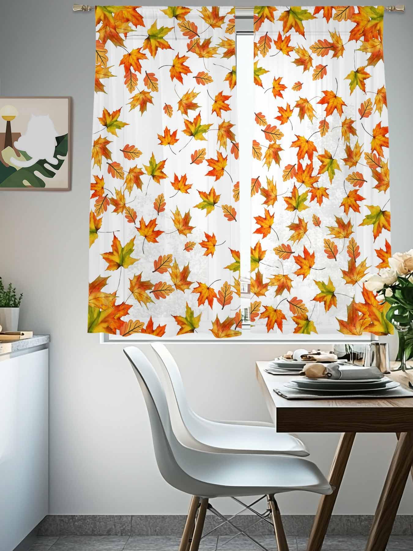 Pitalk Cortinas De Lino Naranja Queado De 102 Pulgadas De Largo Para Sala De Estar, Juego De 2