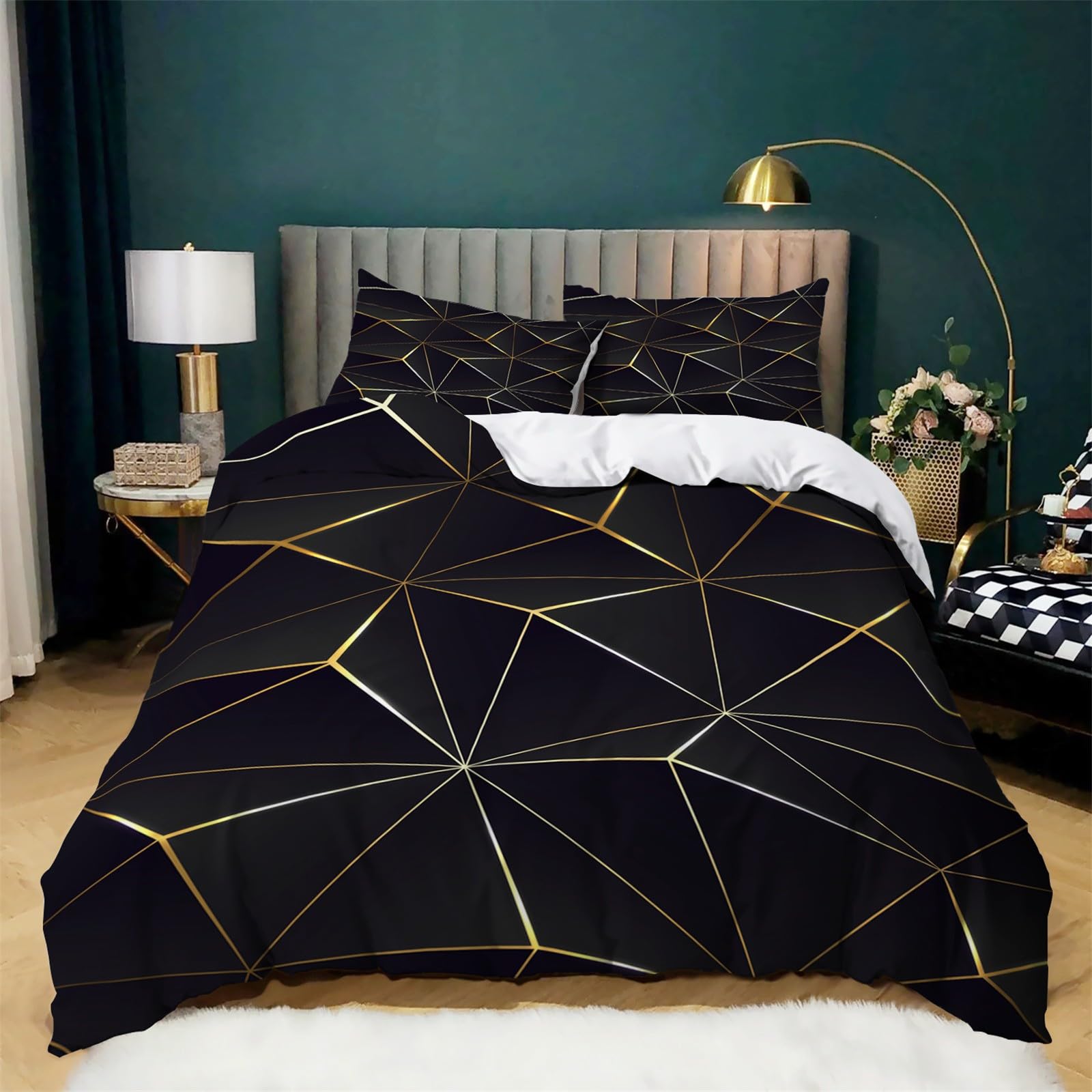 Parure De Lit 140x200 Cm 3 Pièces - Motif Champ De Blé Vert Foncé - Microfibre Douce, Housse De Couette + 2 Taies