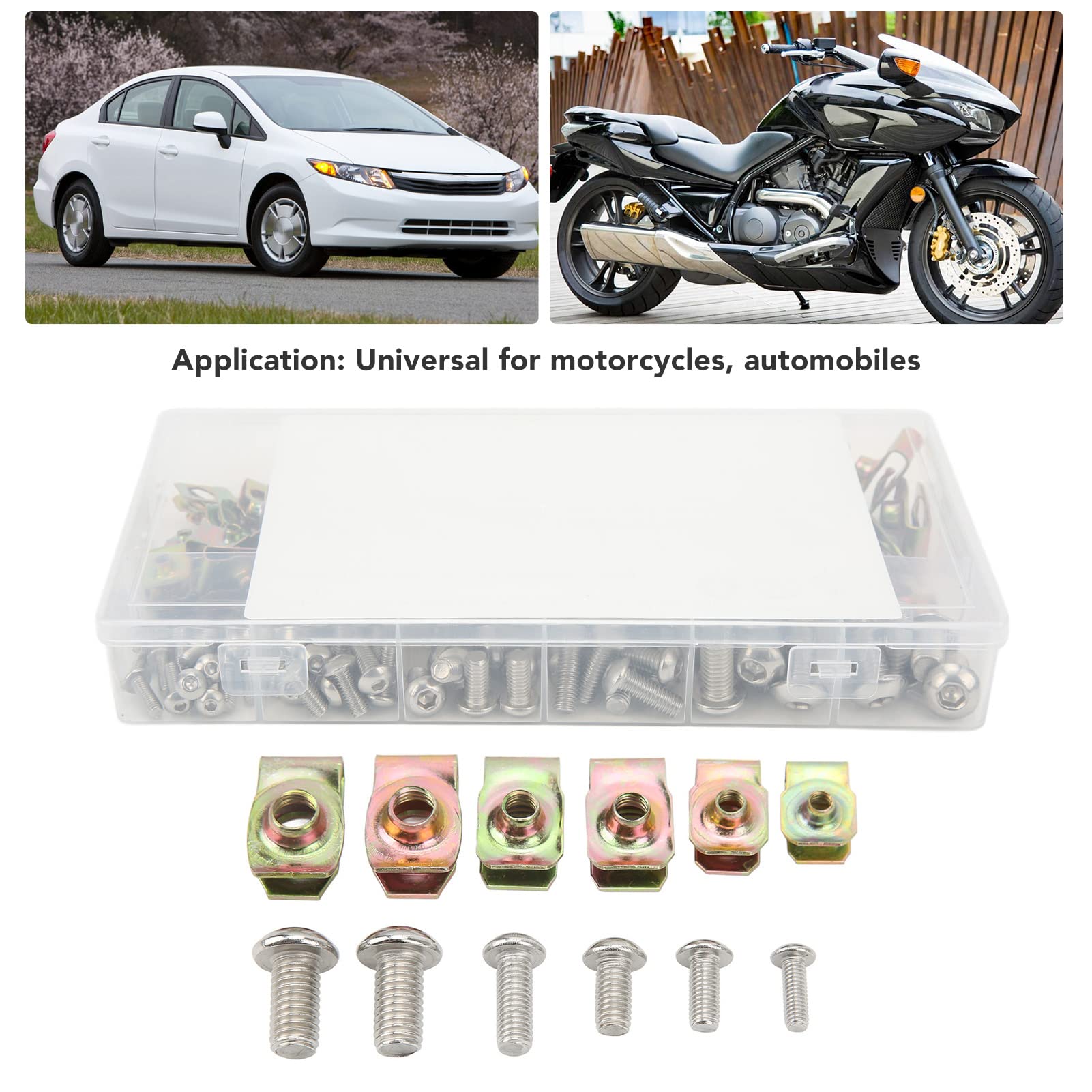 115 Pcs Auto Car U Clip, U Nut Clip Set, U Style Clip On Nuts, Colorful Galvanized Auto Car Clip Fasteners, with Screws, 4 Size M4 M5 M6 M8, for Engine Trim Panels