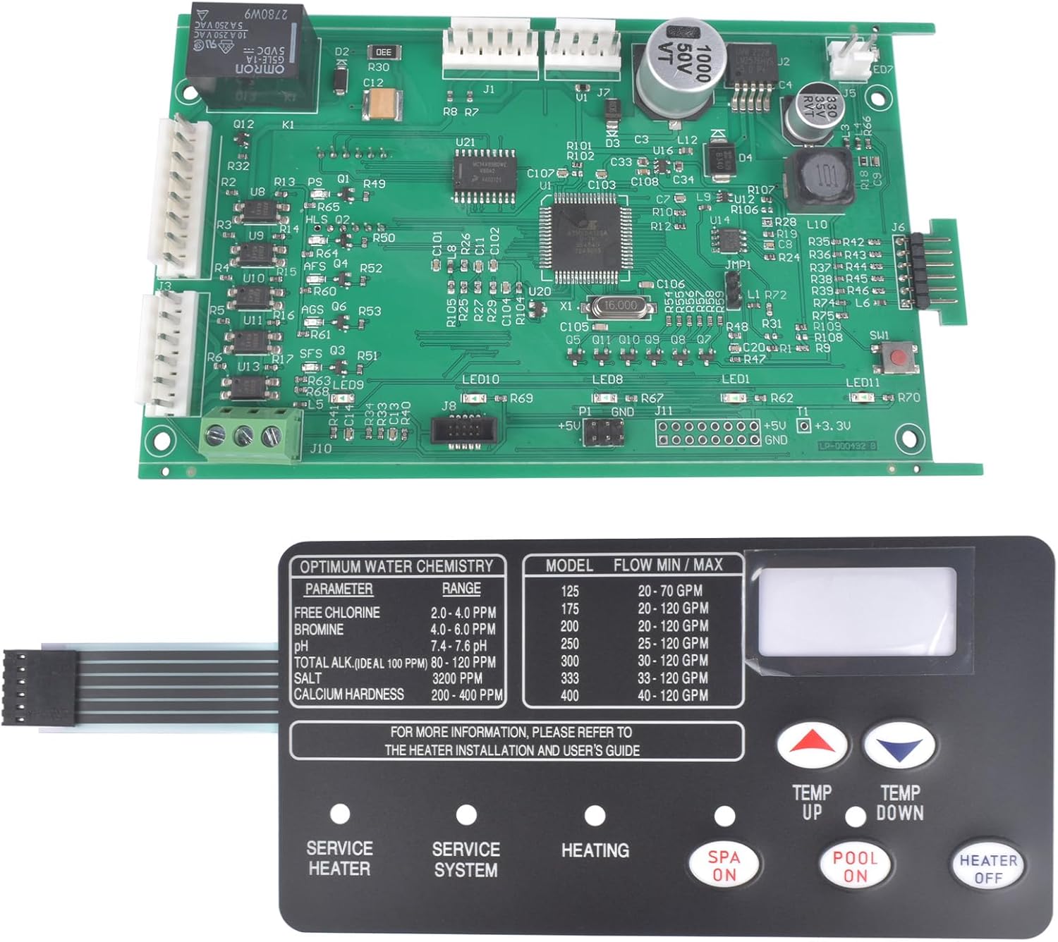 42002-0007s Control Circuit Board with 472610Z Switch Pad Fits Mastertemp & Sta-Rite Max-E-Therm Pentair Pool & Spa Heaters, Compatible with All NA LP Series Models