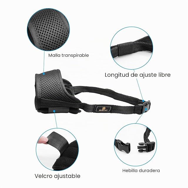 Foto 2 de 7 de WUGU Bozal Perro Grande y Mediano Con Malla, Ajustable, Transpirable y Cómodo