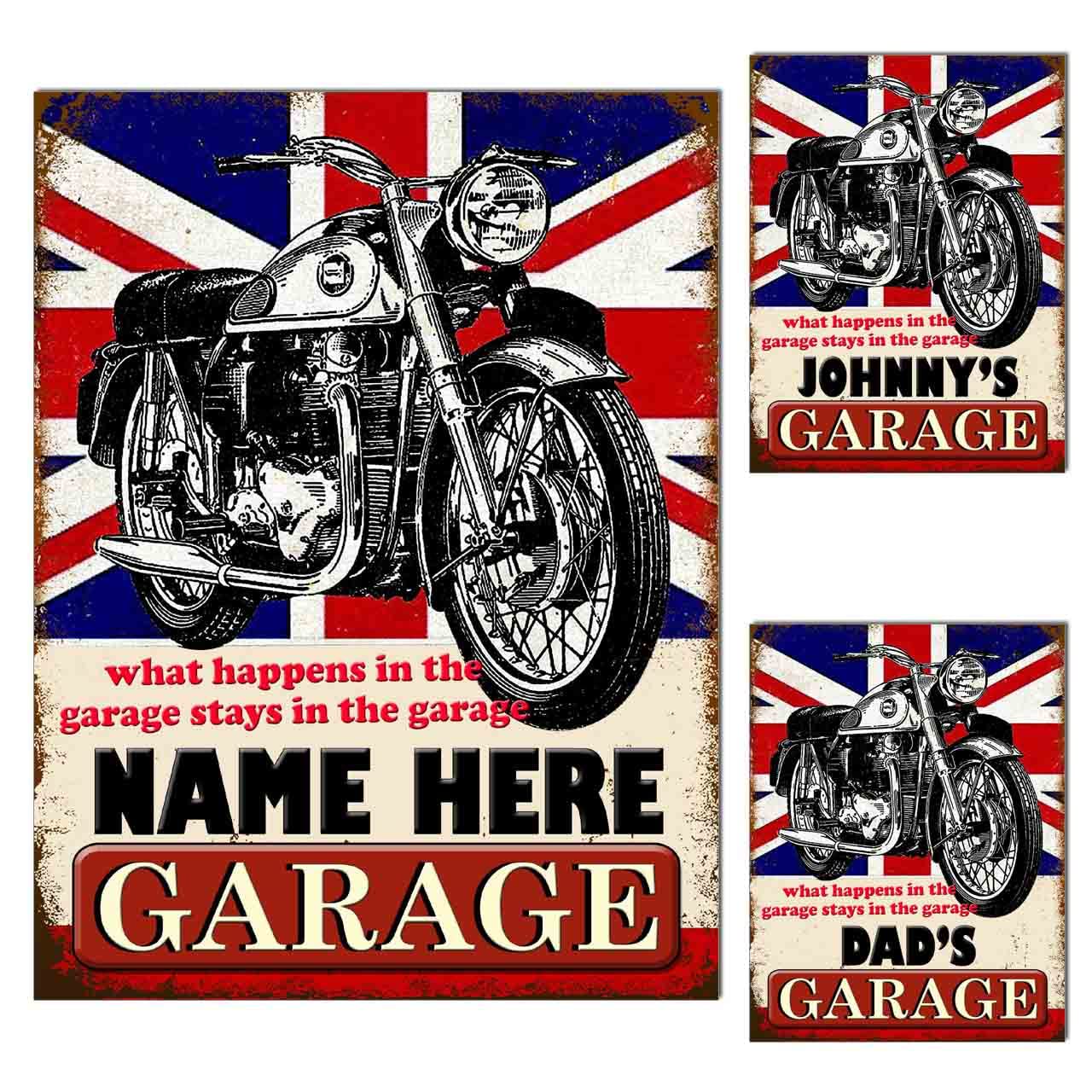 Personalised Motorbike Garage Metal Sign Plaque For Home Bar Mancave Garage Shed Garden Ref0098A PER (8x6 inches (Approx) 20cmx15cm)