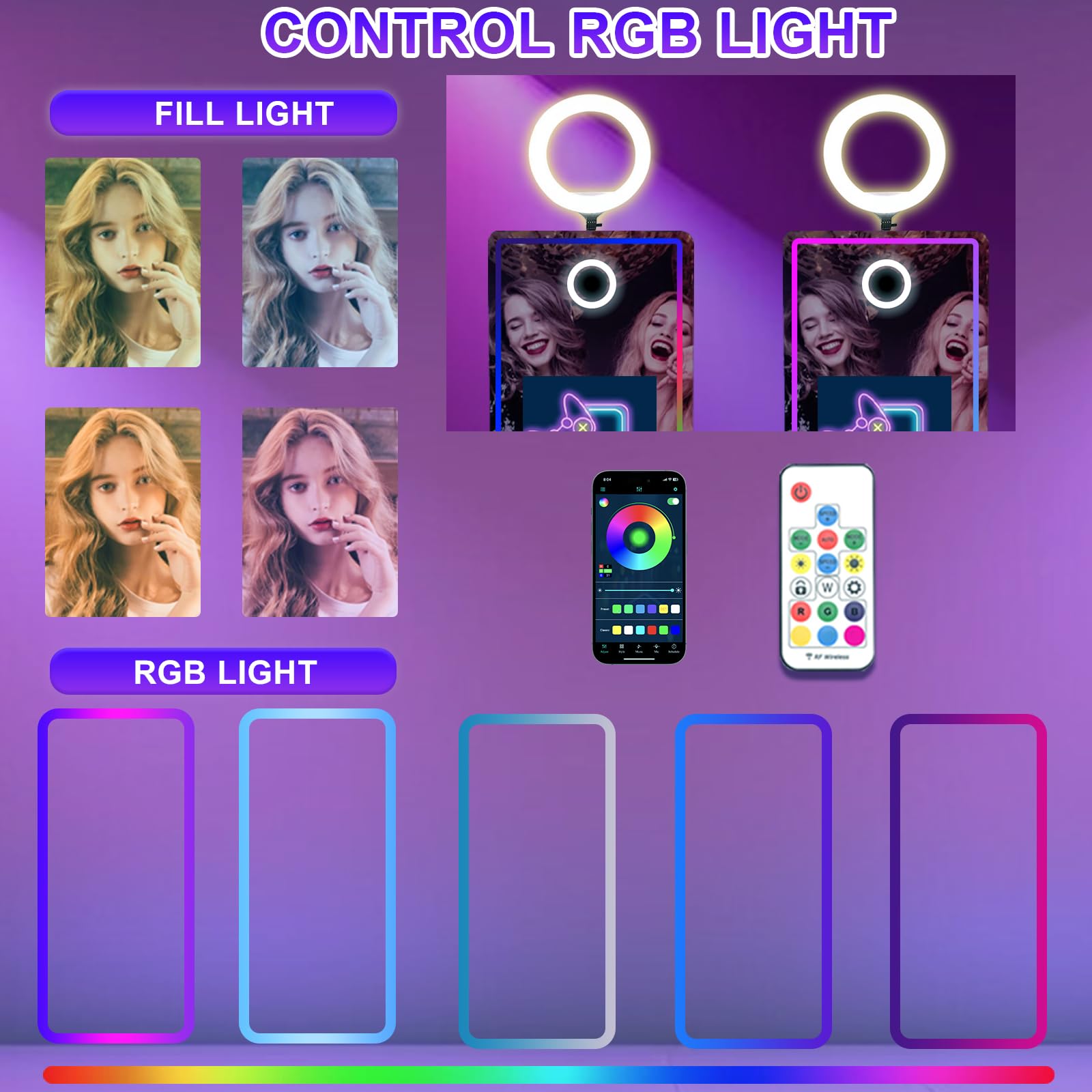 Magic Mirror - Cabina de fotos de 40 pulgadas, portátil con marco LED, mini espejo selfie integrado para eventos (negro)