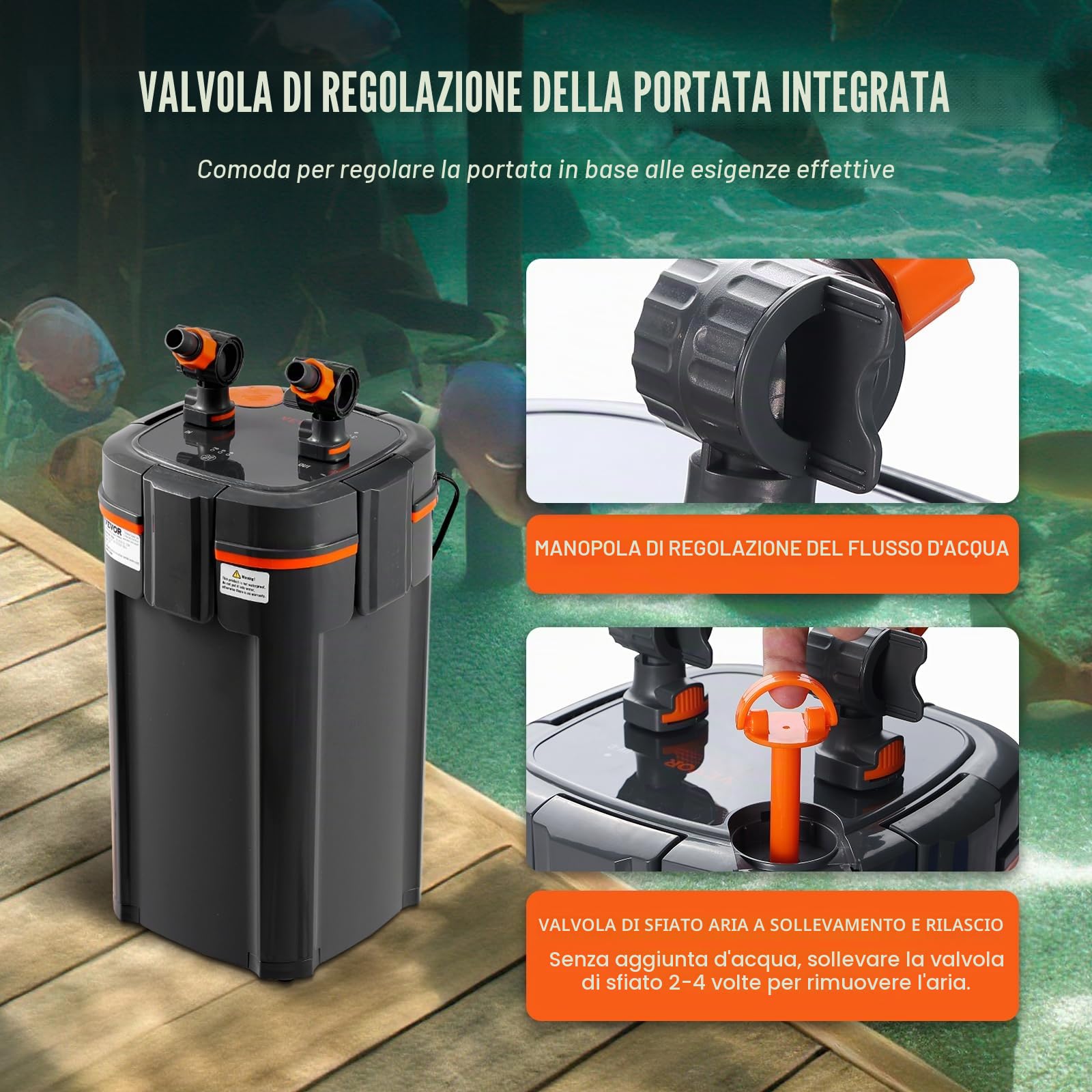 VEVOR - Filtro per acquario da 264 GPH, interno ultra silenzioso per contenitore a 3 stadi da 75 galloni, potenza sommergibile con protezione UV
