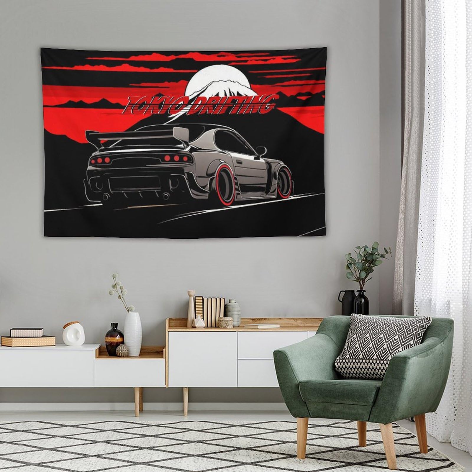 Amazon.com: QEOPGNE Car Tapestry Wall Hanging Wall Art Anime Rx7