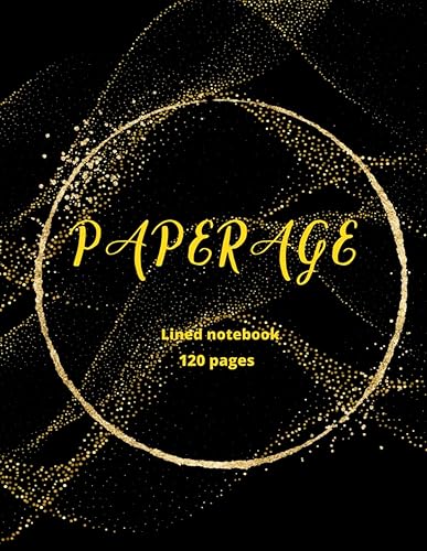 Paperage Lined Notebook 120 Pages, A5 Size, Premium Quality, Black Cover with Gold Trim