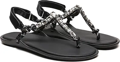 Rope Flip Flop Sandals for Women Adjustable T Strap Slip on Comfortable Thong Sandals Women Dressy